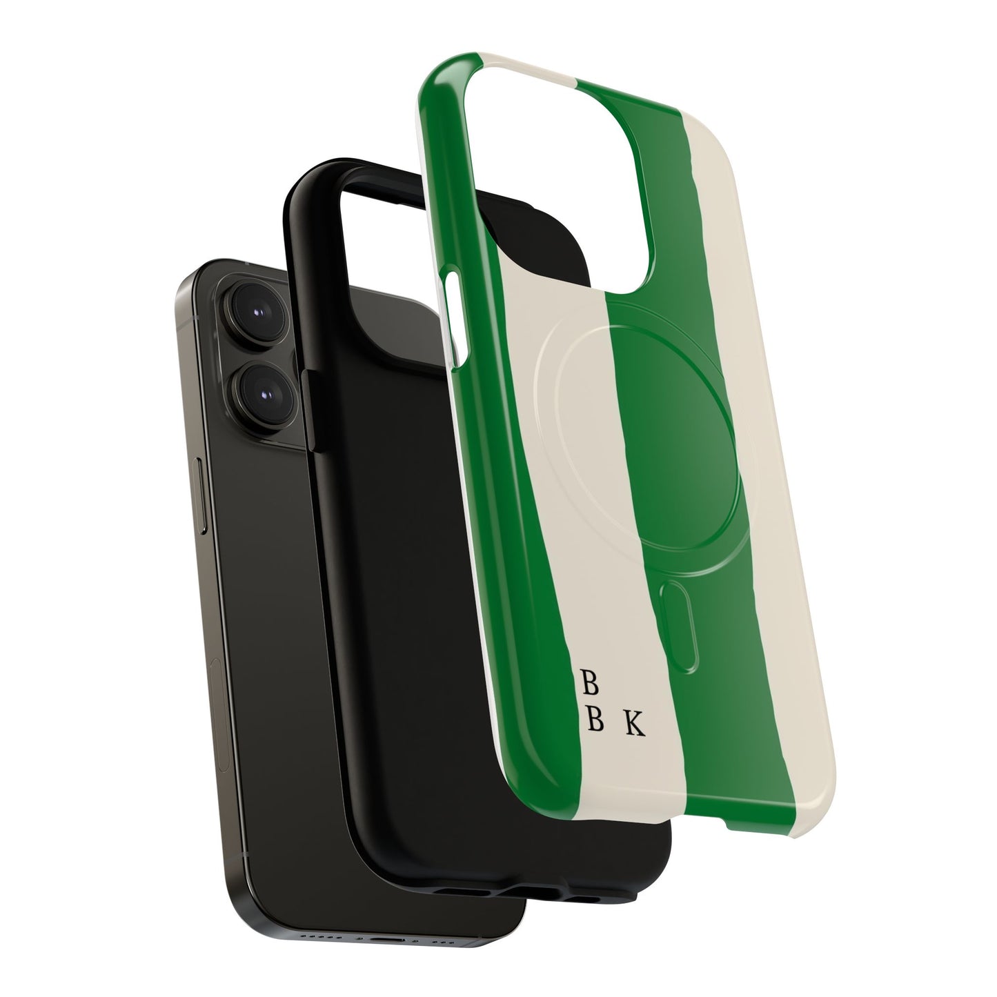 Green Stripe Tough Magnetic Phone Case — Custom Monogram BBK