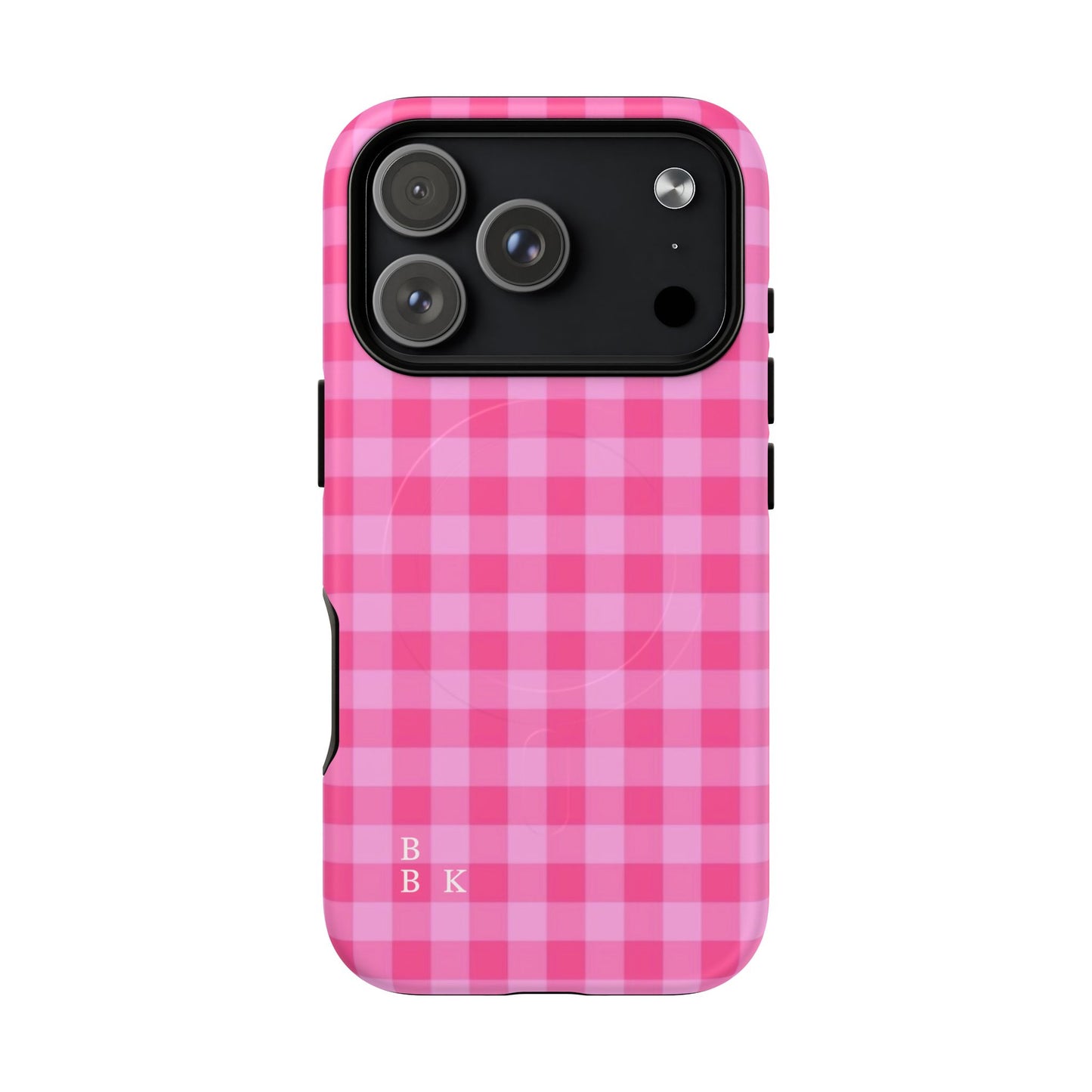 Pink Gingham Tough Magnetic Phone Case – Durable Checkered Design