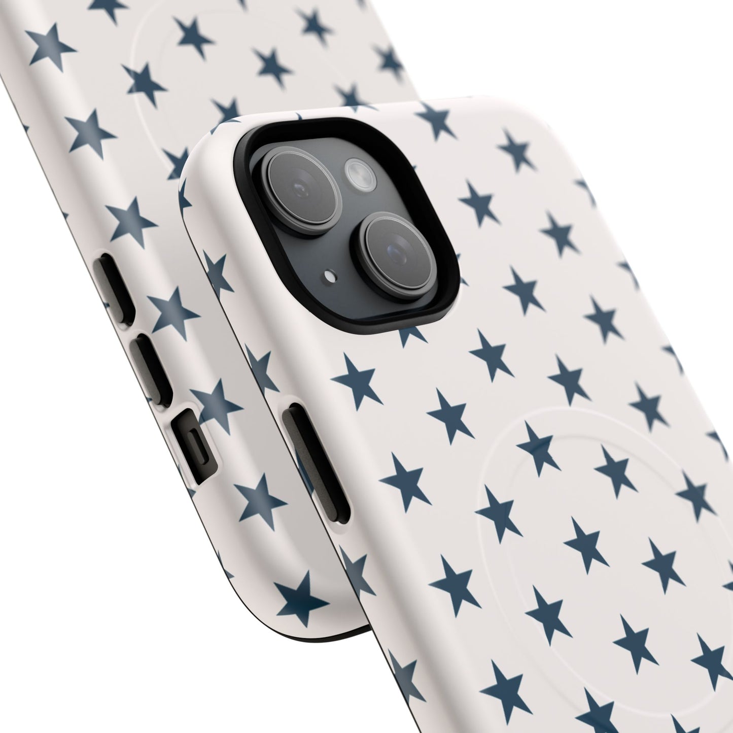 Star Pattern Tough Magnetic Phone Case — Navy Stars on White