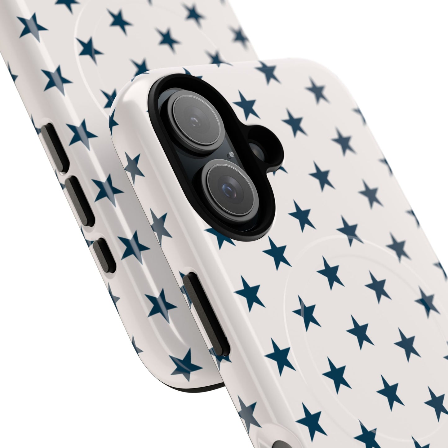 Star Pattern Tough Magnetic Phone Case — Navy Stars on White