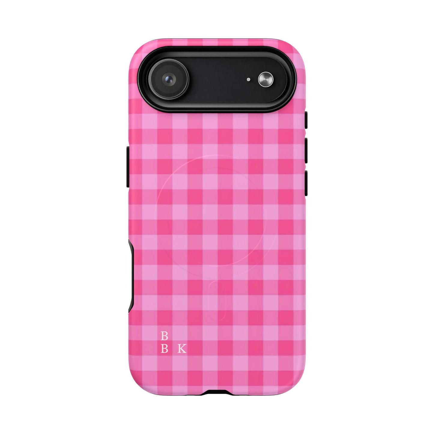 Pink Gingham Tough Magnetic Phone Case – Durable Checkered Design