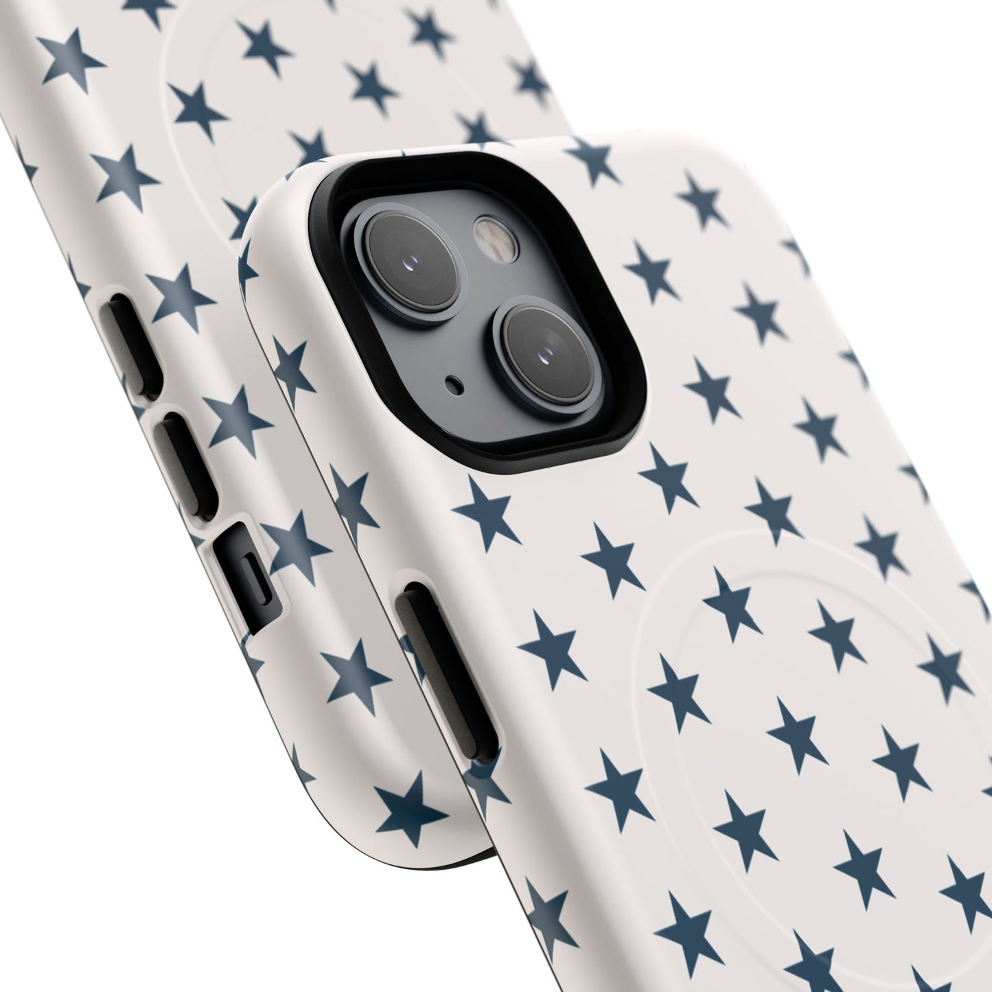 Star Pattern Tough Magnetic Phone Case — Navy Stars on White
