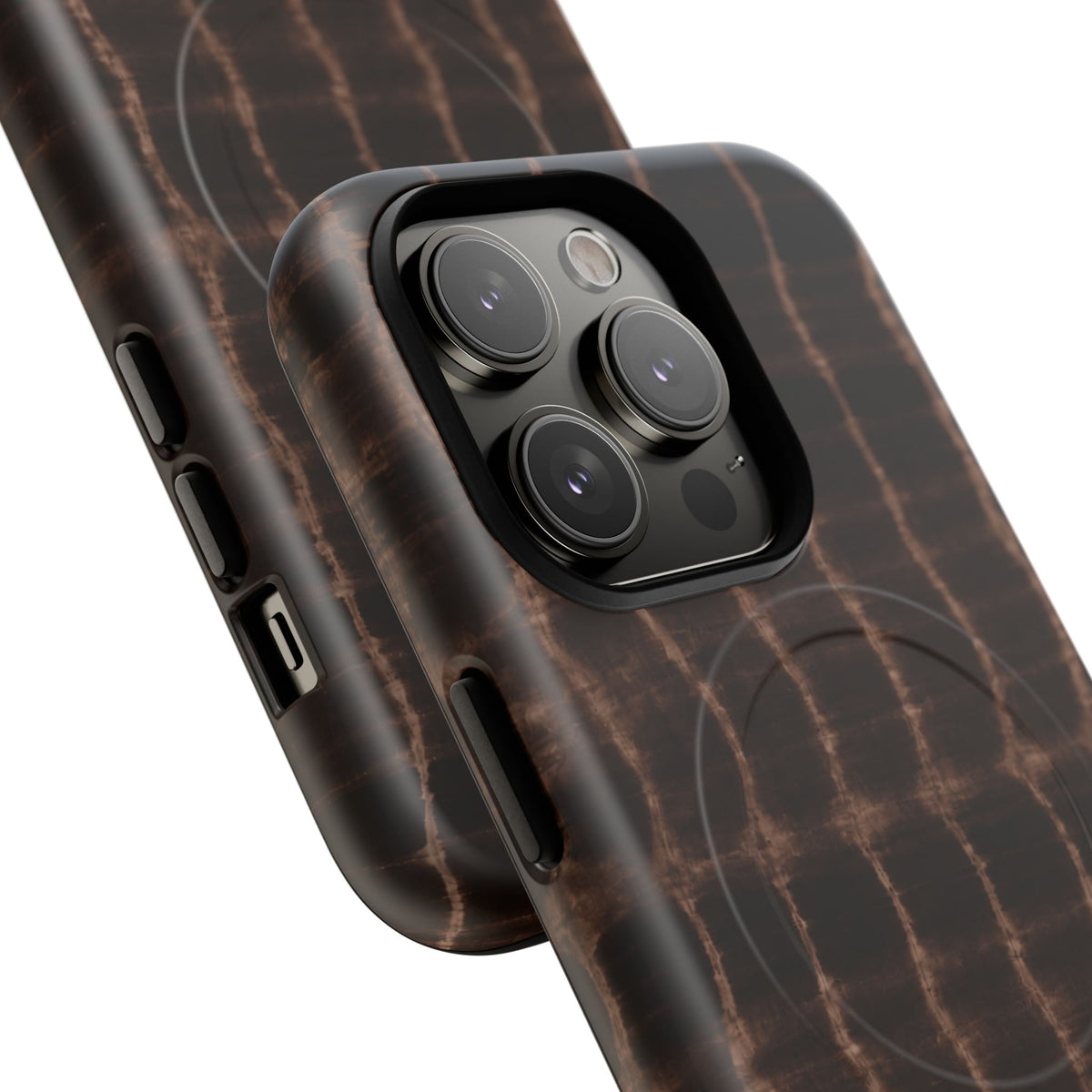 MagSafe Phone Case — Brown Croc Pattern Tough Magnetic Case