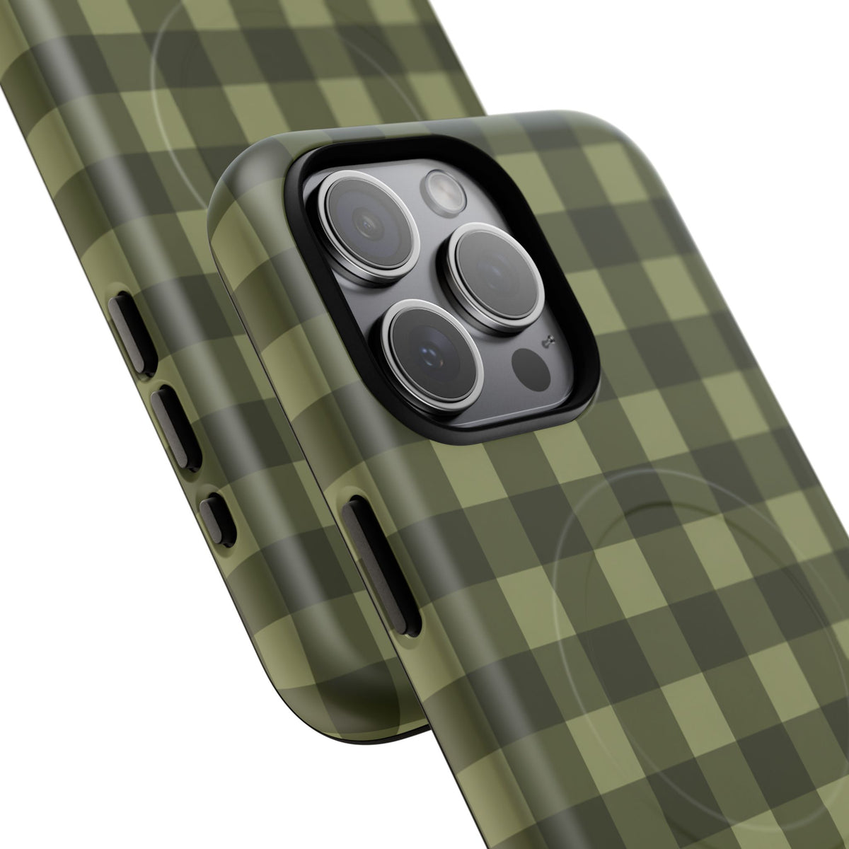 Green Buffalo Plaid Magnetic Phone Case — Tough Protective MagSafe-Compatible Case