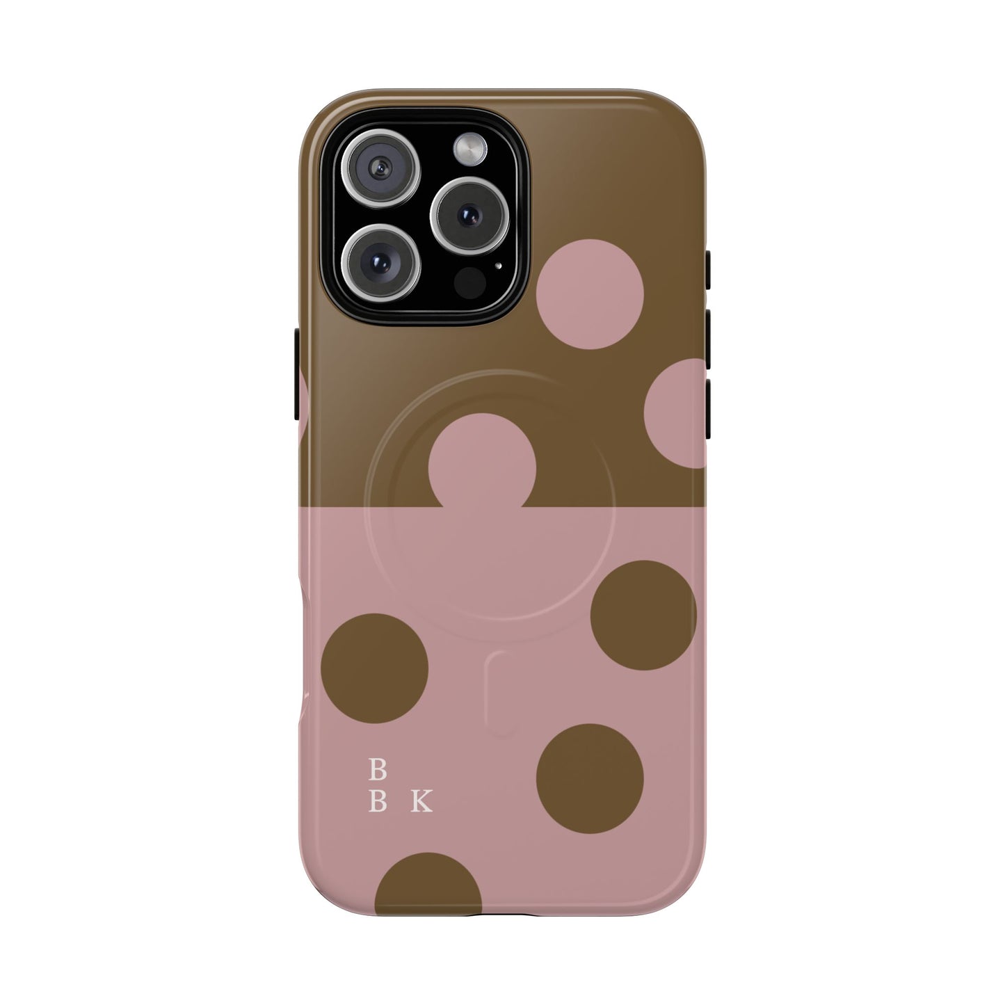 Pink + Yellow Polka Dot Magnetic Tough Case — Protective Magnetic Phone Case with 'BBK' Accent