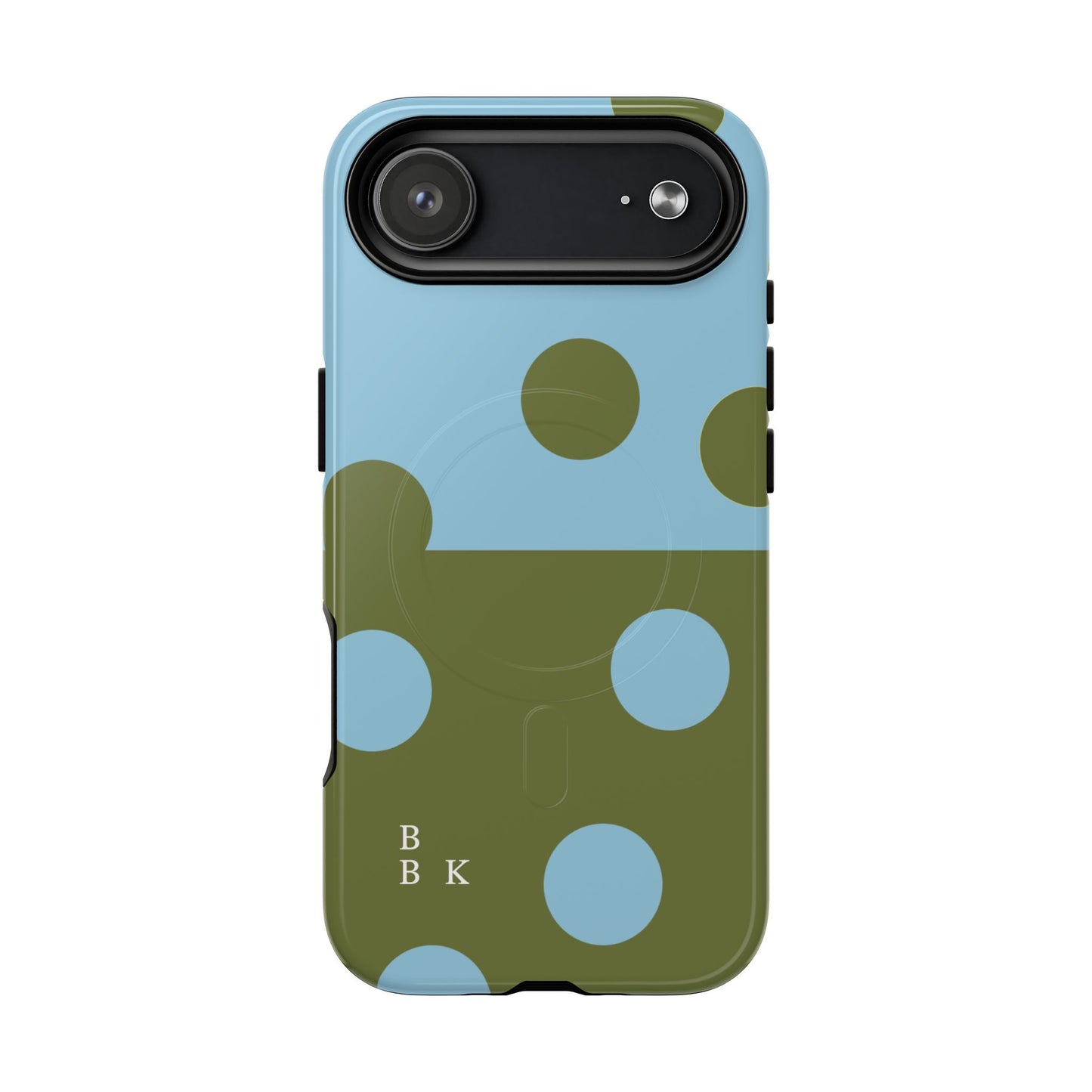 Polka Dot Magnetic Phone Case — Blue & Olive Protective Snap-On Cover