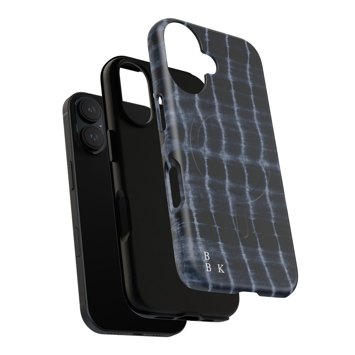 Magnetic Phone Case — Black Tie-Dye Tough Protective Cover with MagSafe