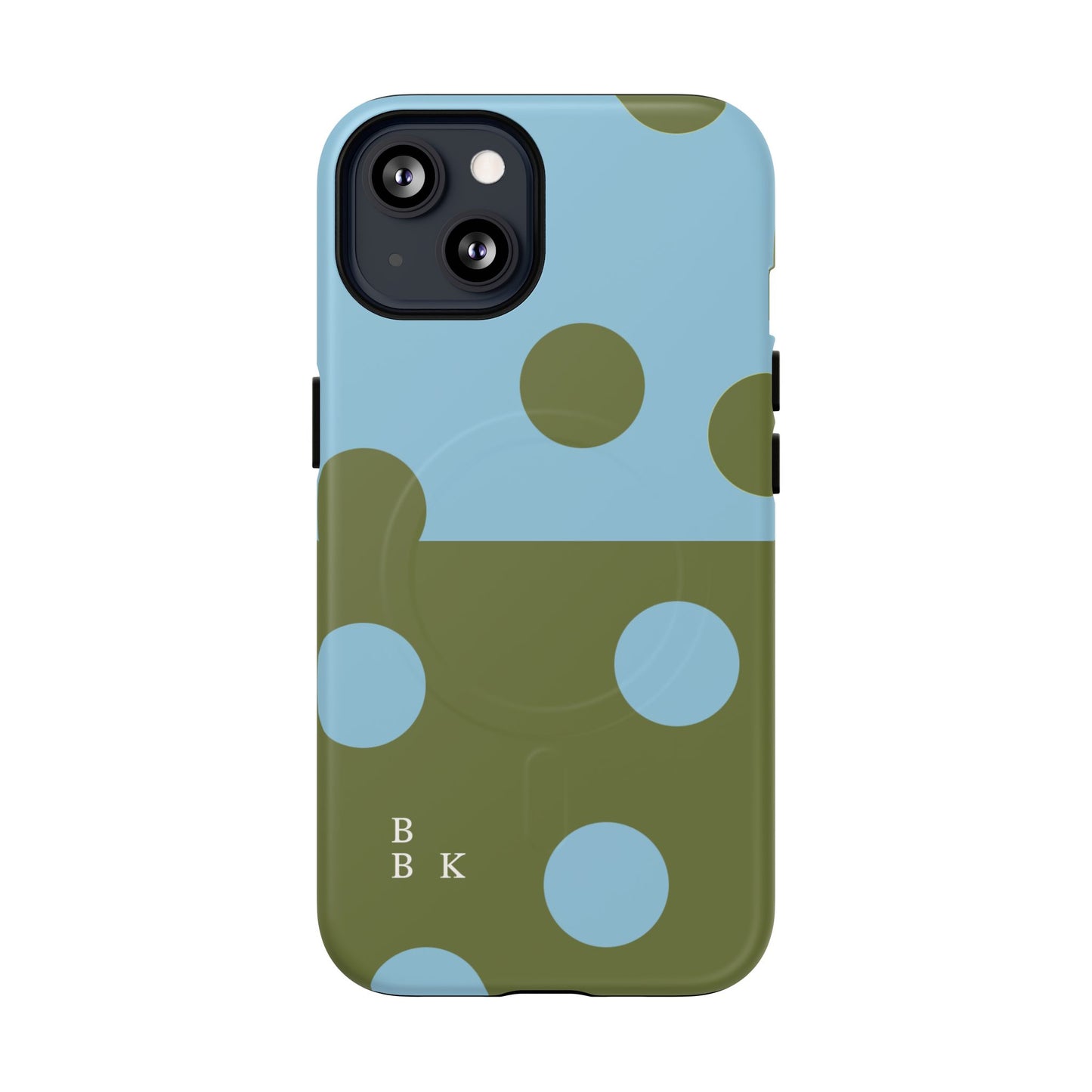 Polka Dot Magnetic Phone Case — Blue & Olive Protective Snap-On Cover