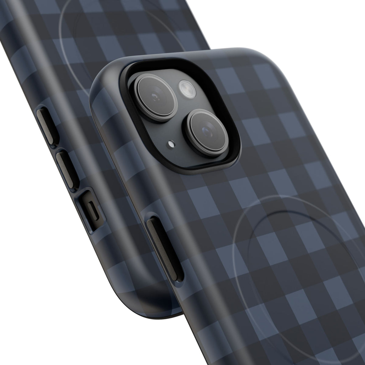 Plaid Magnetic Phone Case — Navy Buffalo Check Tough MagSafe-Compatible Case