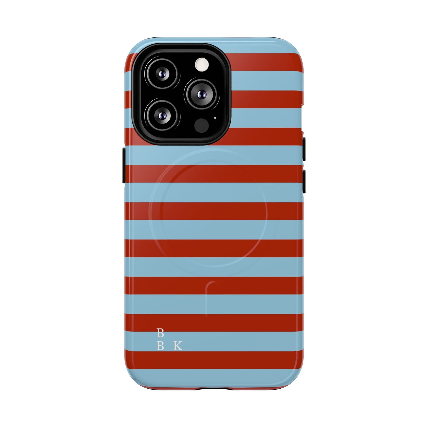 Striped Tough Magnetic Phone Case — Retro Red & Sky Blue