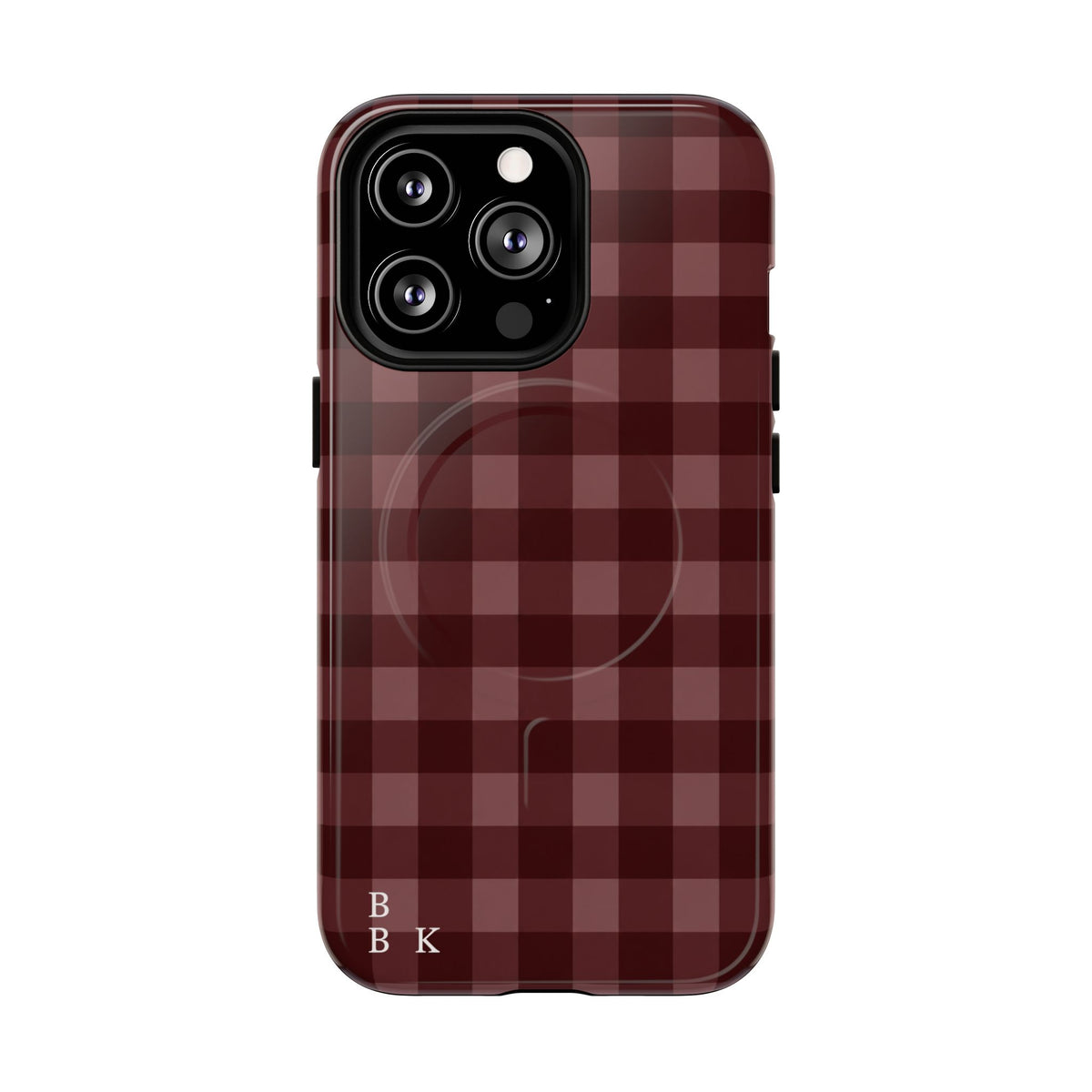 Plaid Magnetic Phone Case — Burgundy Buffalo Check Tough Protective Cover