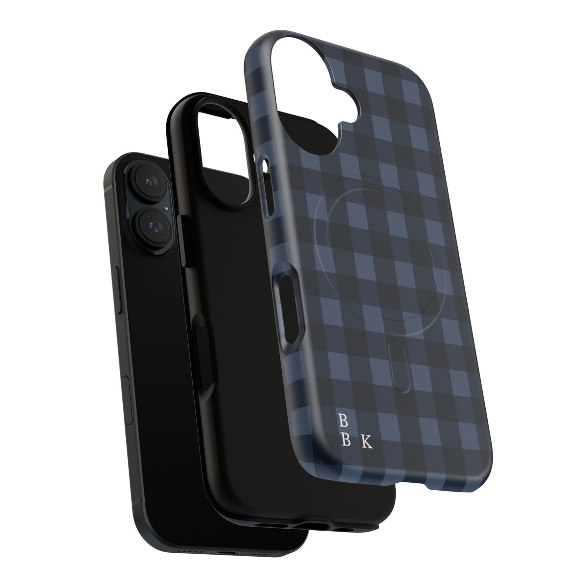 Plaid Magnetic Phone Case — Navy Buffalo Check Tough MagSafe-Compatible Case