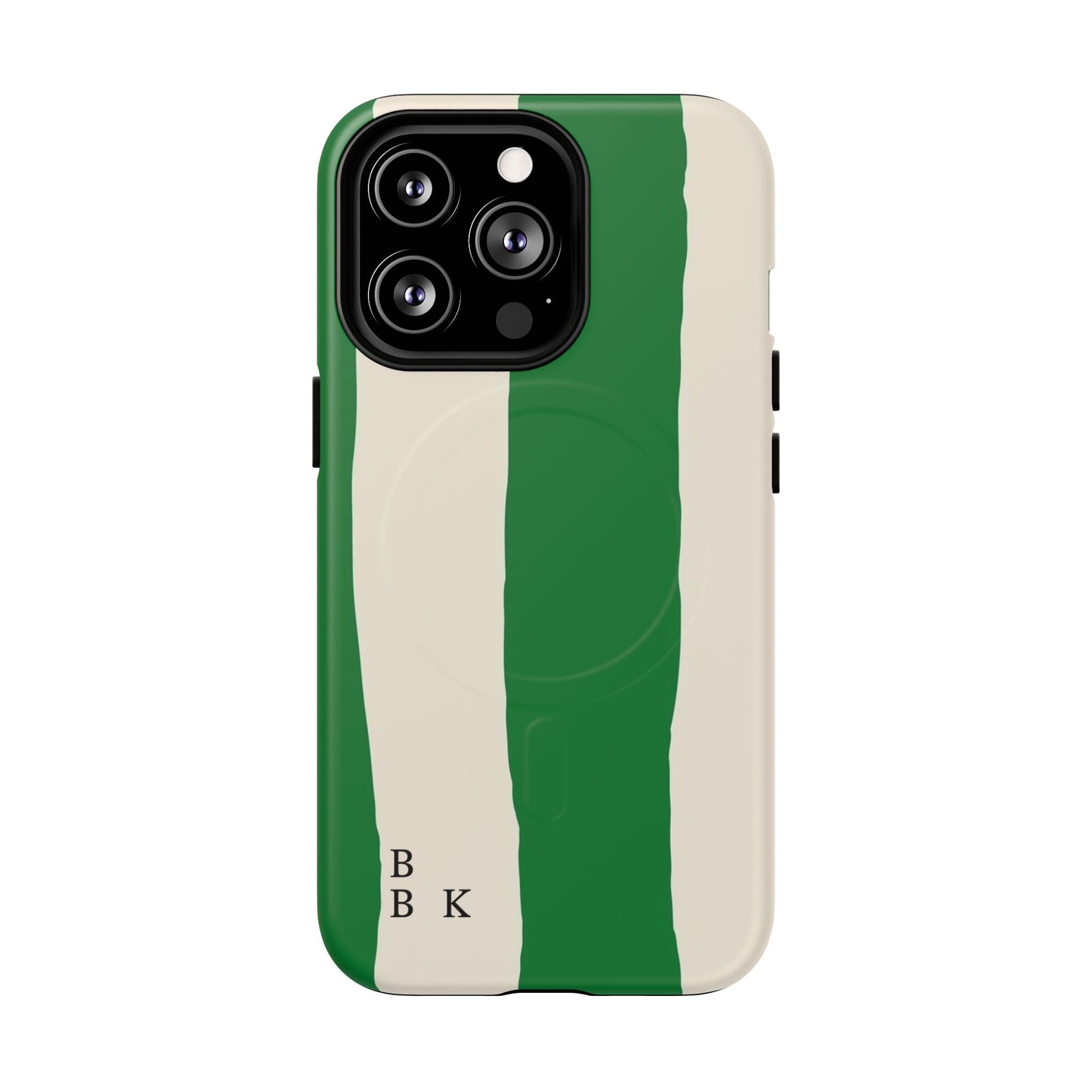 Green Stripe Tough Magnetic Phone Case — Custom Monogram BBK