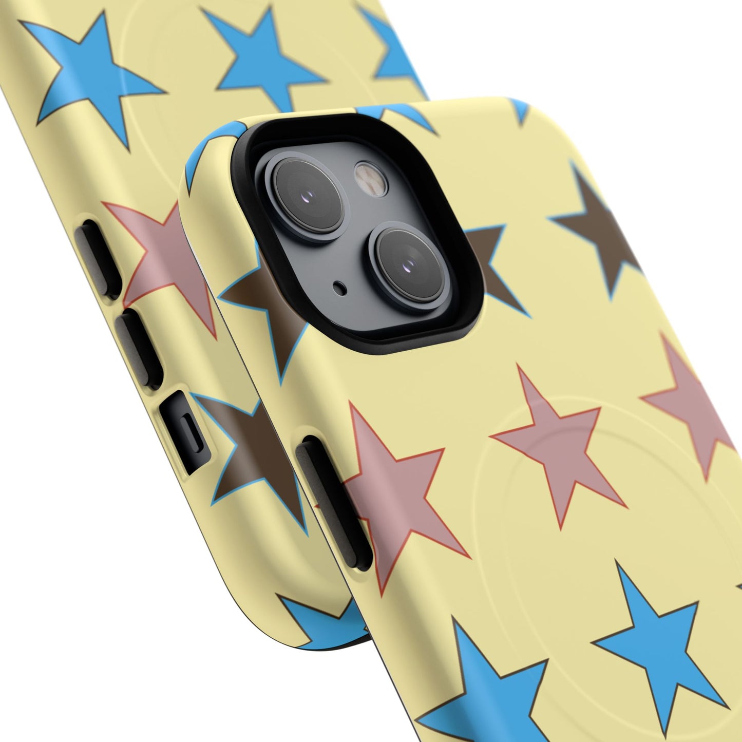 Star Pattern Tough Magnetic Phone Case — Colorful Retro Stars Protective Cover