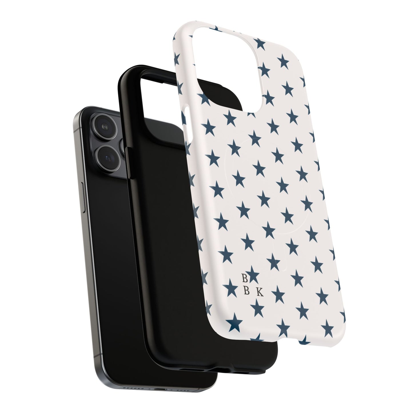 Star Pattern Tough Magnetic Phone Case — Navy Stars on White