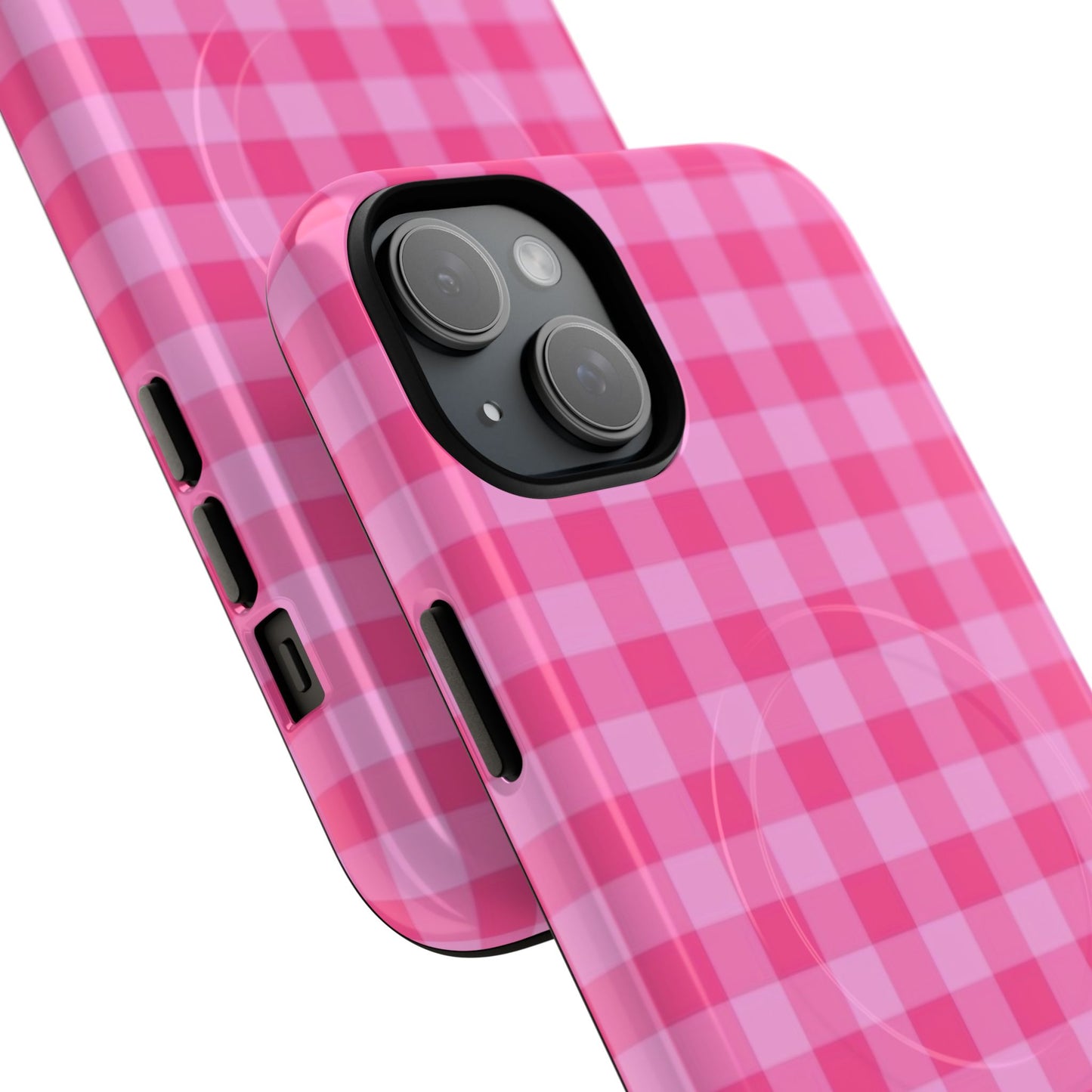 Pink Gingham Tough Magnetic Phone Case – Durable Checkered Design