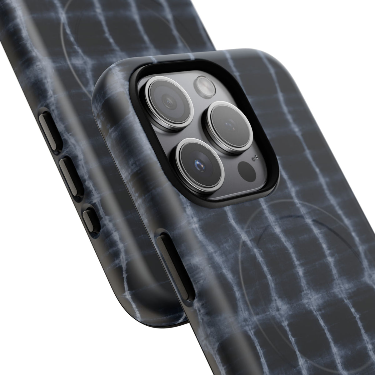 Magnetic Phone Case — Black Tie-Dye Tough Protective Cover with MagSafe