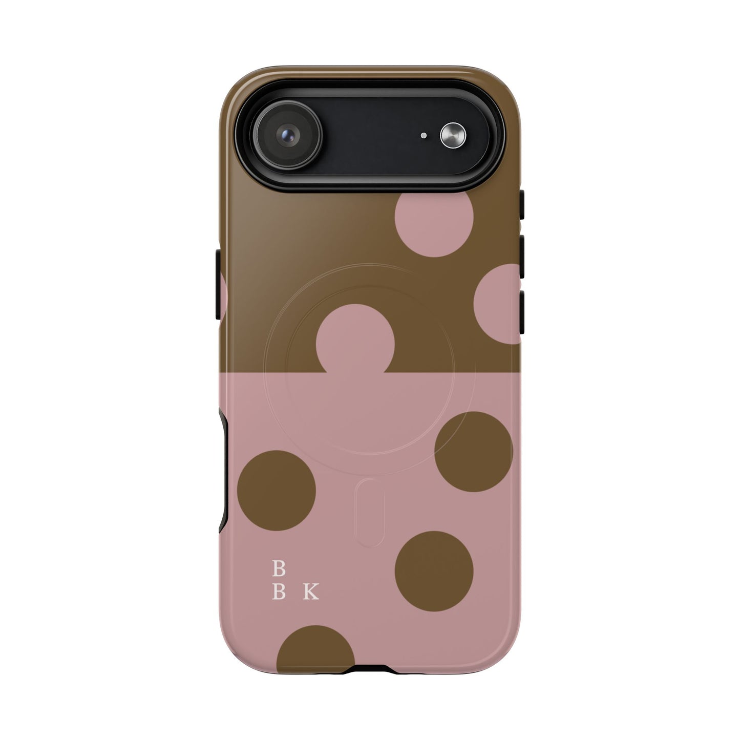 Pink + Yellow Polka Dot Magnetic Tough Case — Protective Magnetic Phone Case with 'BBK' Accent