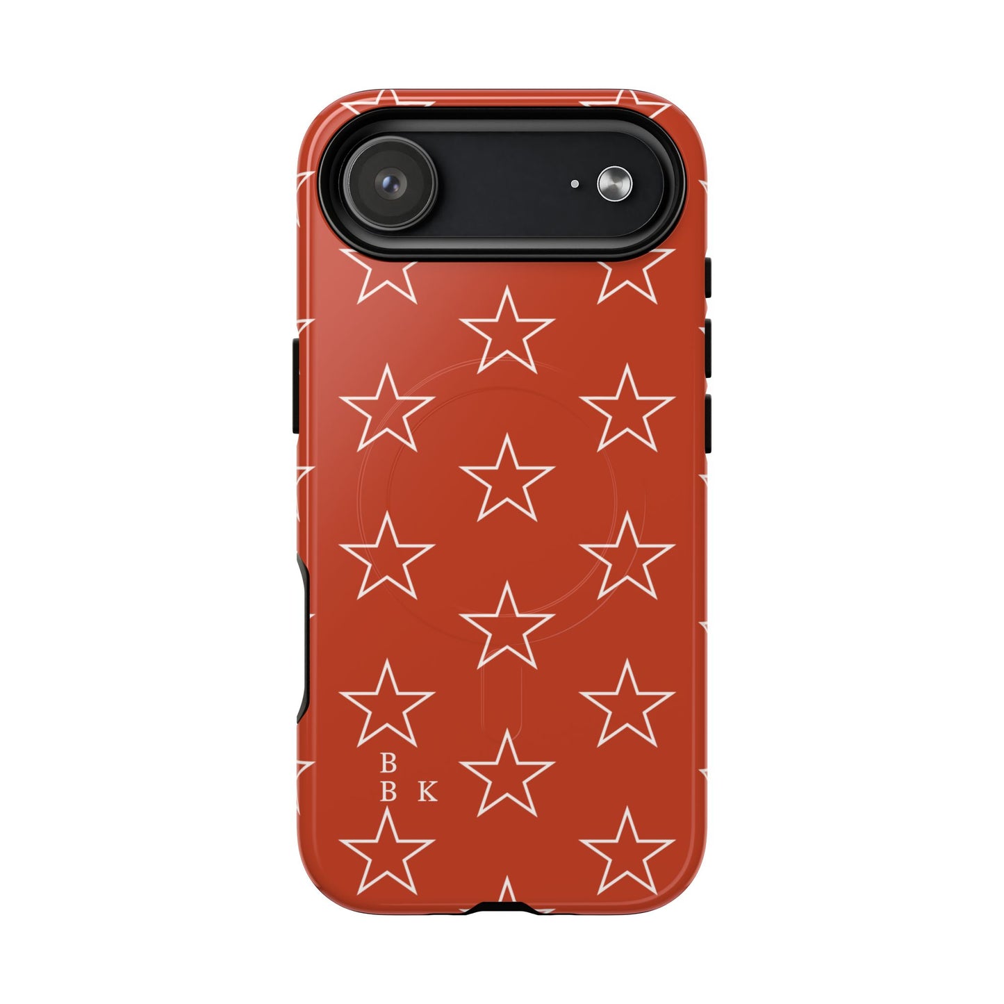 Star Pattern Tough Magnetic Phone Case — Rust Red Protective iPhone Cover