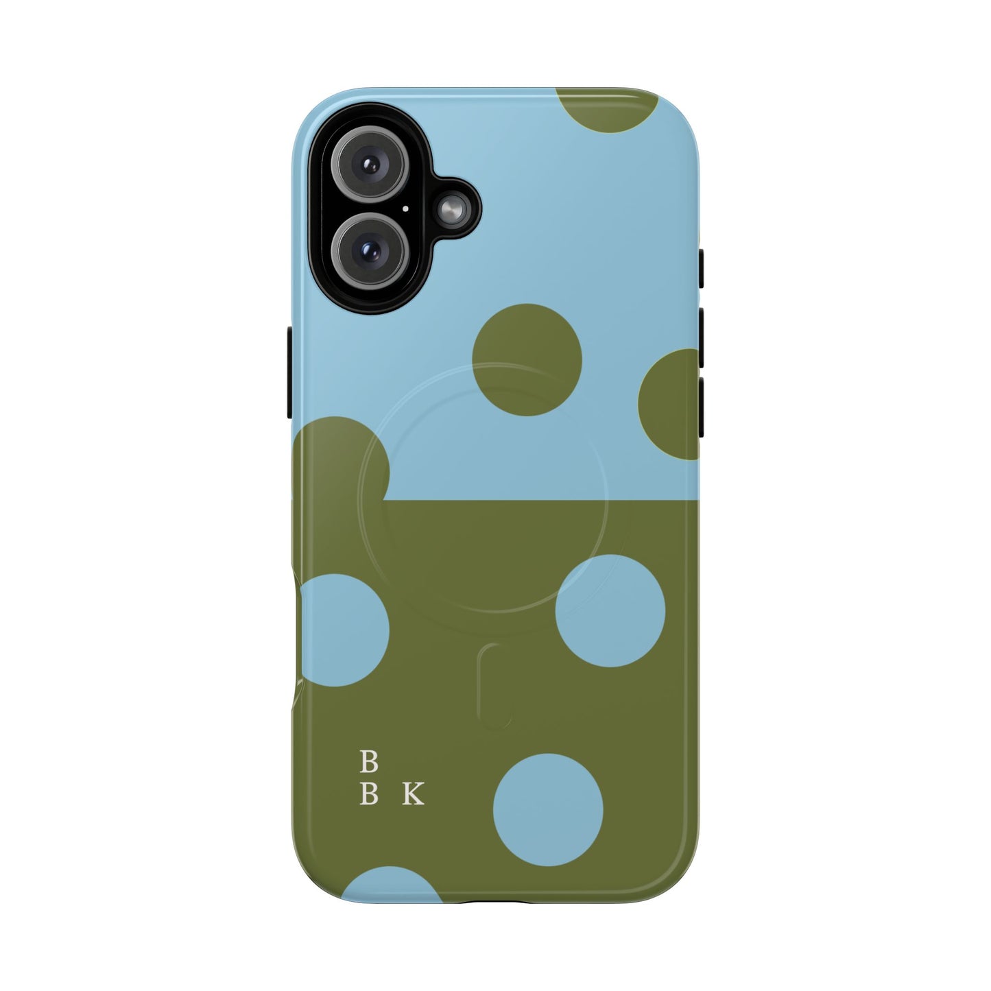 Polka Dot Magnetic Phone Case — Blue & Olive Protective Snap-On Cover