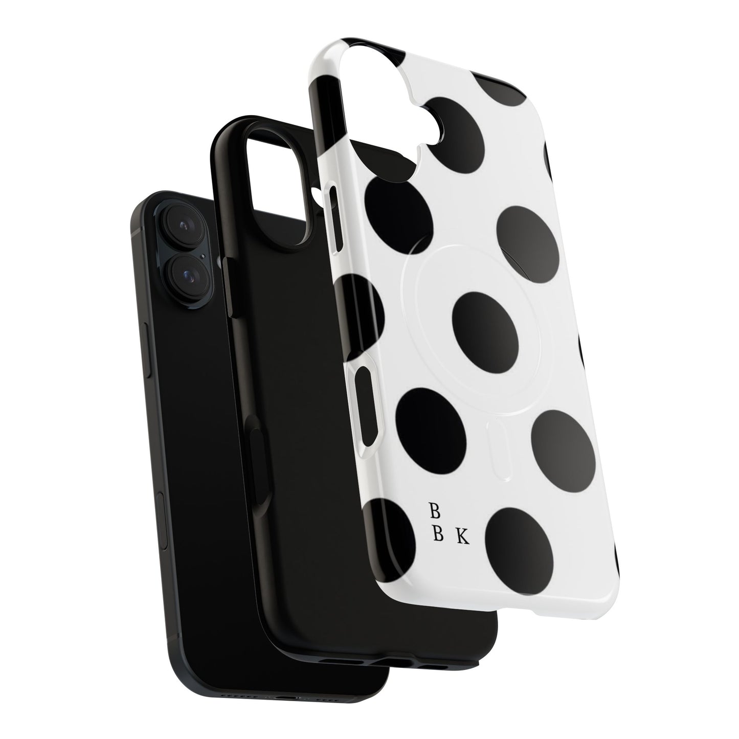 Polka Dot Magnetic Phone Case — Black & White Retro Dot Tough Case