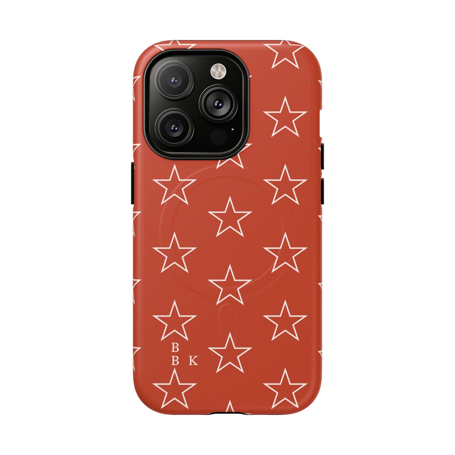 Star Pattern Tough Magnetic Phone Case — Rust Red Protective iPhone Cover