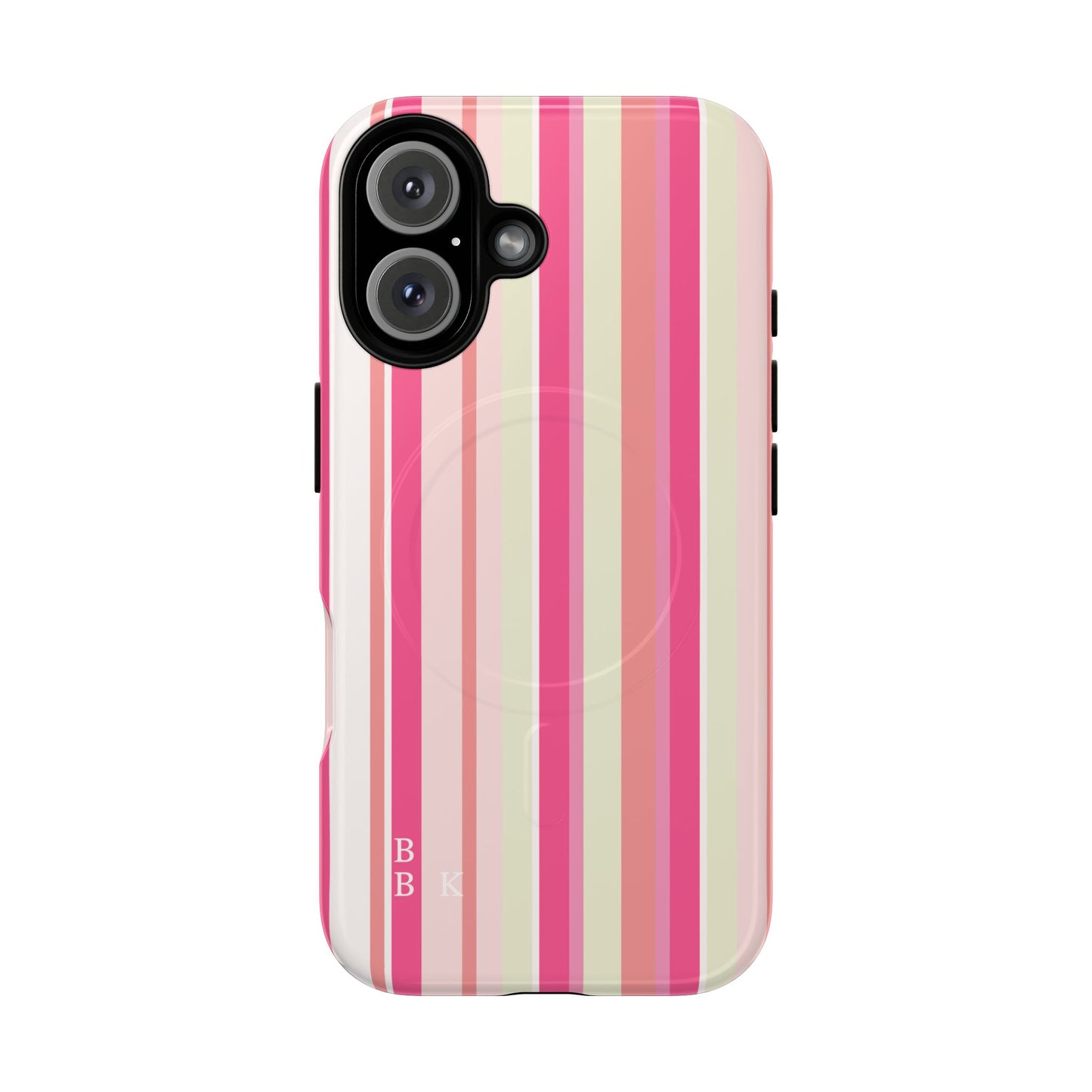 Magnetic Tough Case — Pink Striped Phone Cover (MagSafe Compatible)