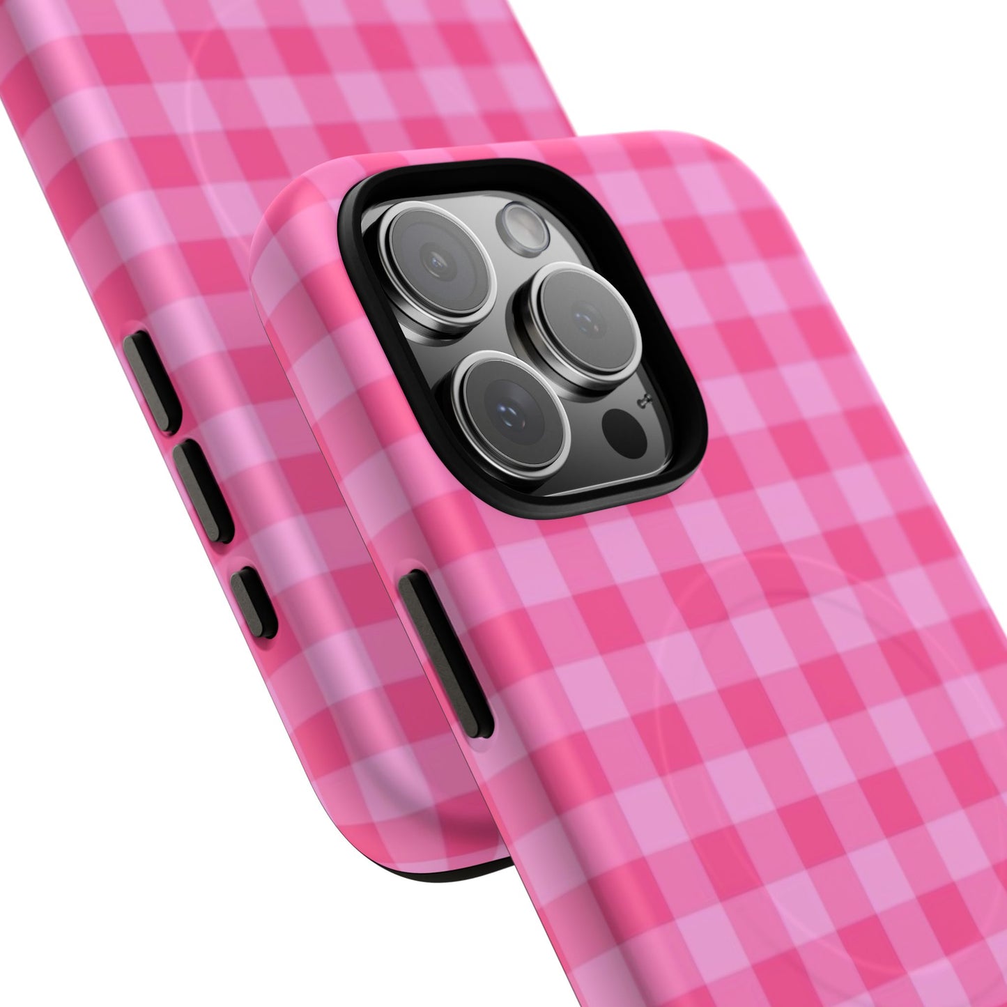 Pink Gingham Tough Magnetic Phone Case – Durable Checkered Design