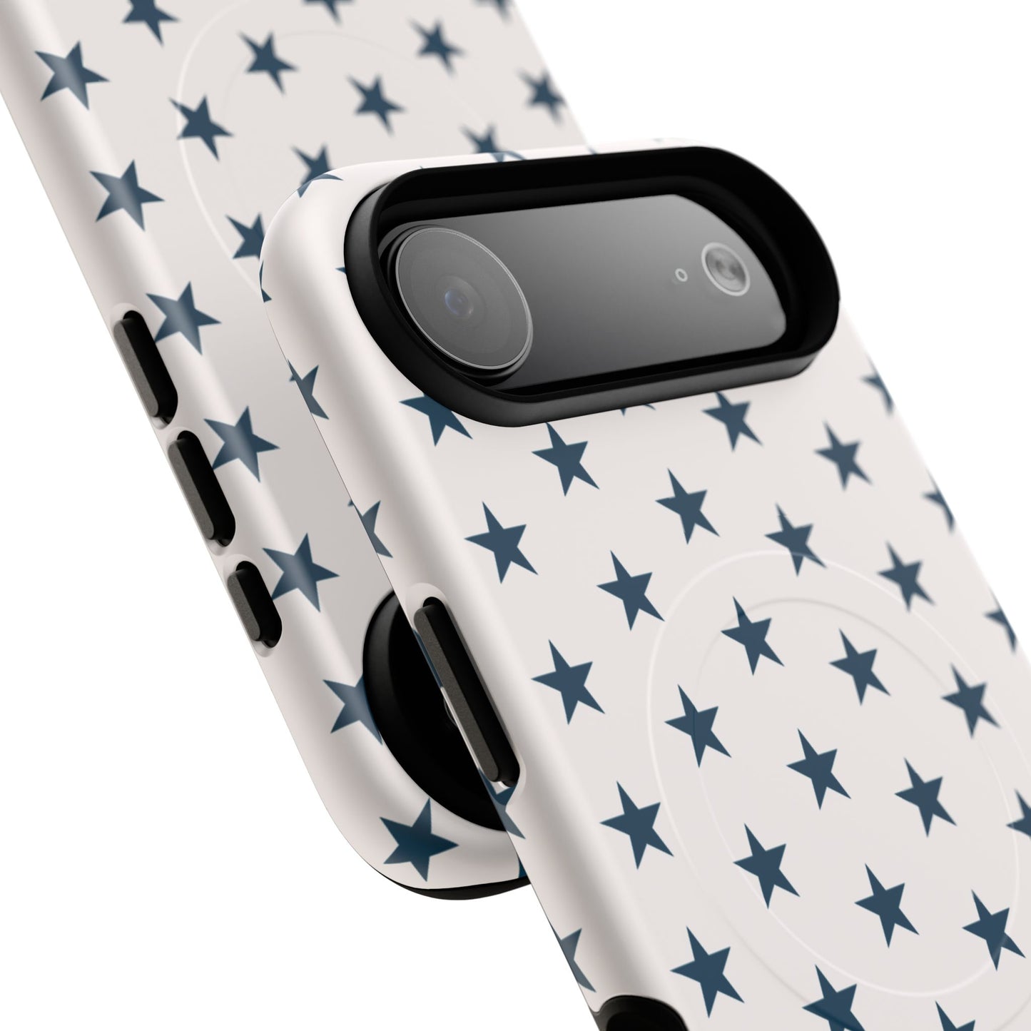 Star Pattern Tough Magnetic Phone Case — Navy Stars on White
