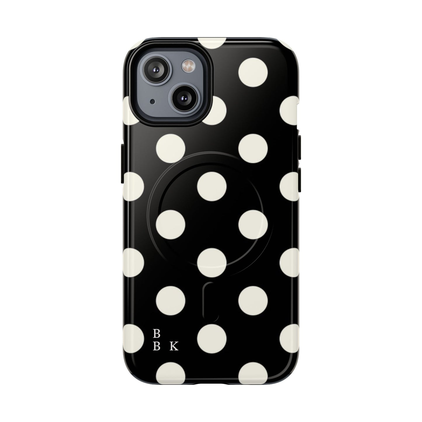 Polka Dot Tough Magnetic Phone Case — Black & White Protective MagSafe Case