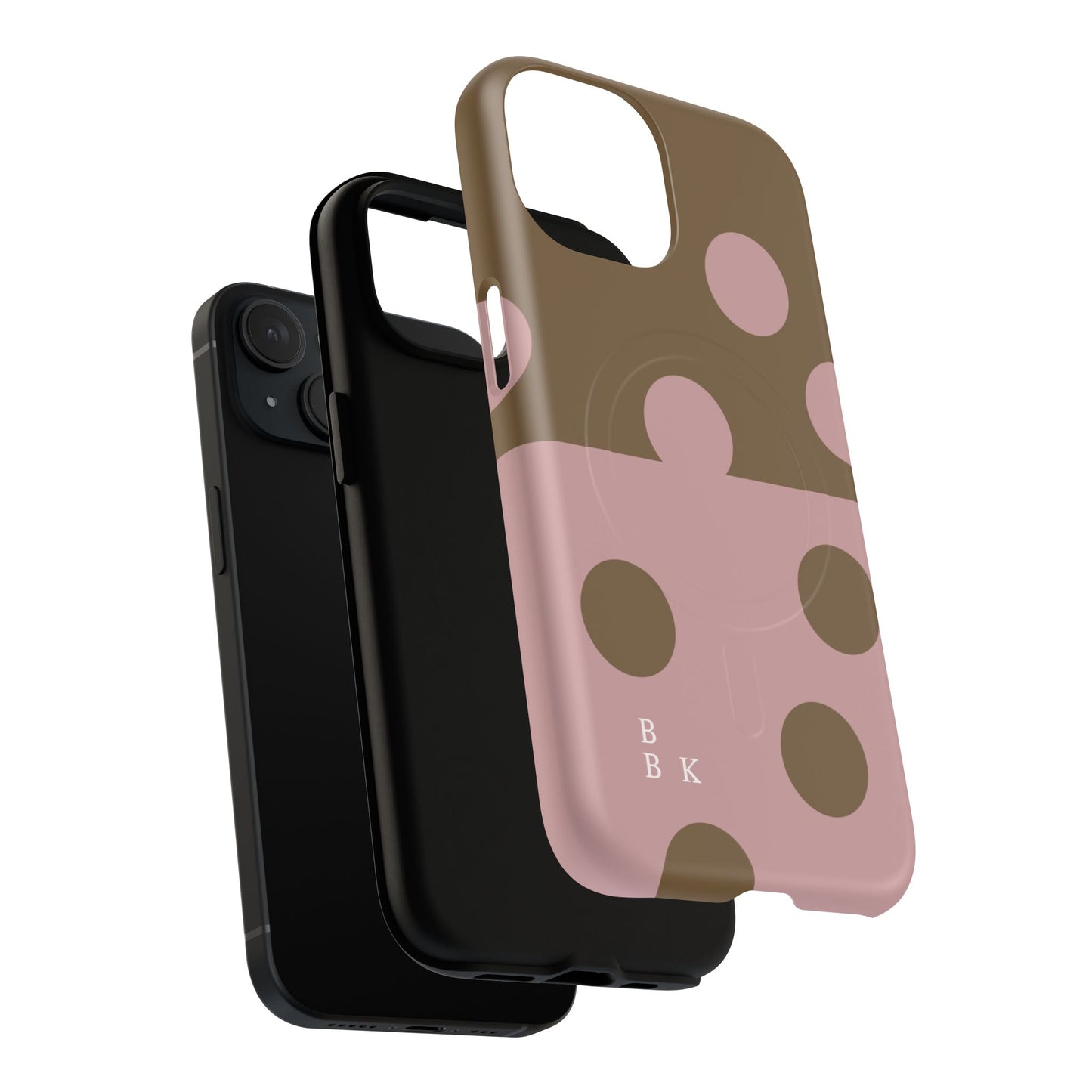 Pink + Yellow Polka Dot Magnetic Tough Case — Protective Magnetic Phone Case with 'BBK' Accent
