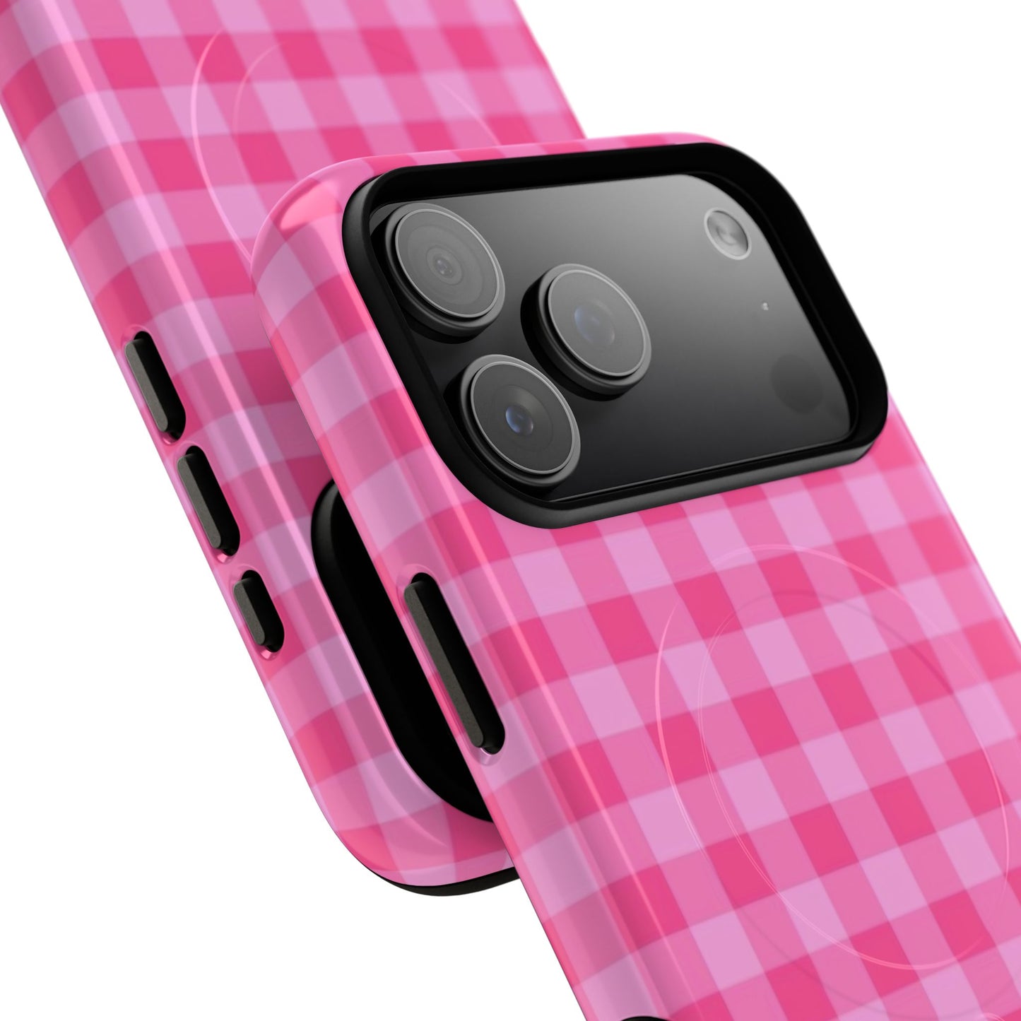 Pink Gingham Tough Magnetic Phone Case – Durable Checkered Design
