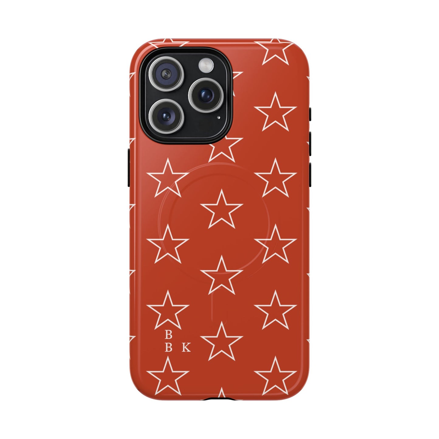 Star Pattern Tough Magnetic Phone Case — Rust Red Protective iPhone Cover