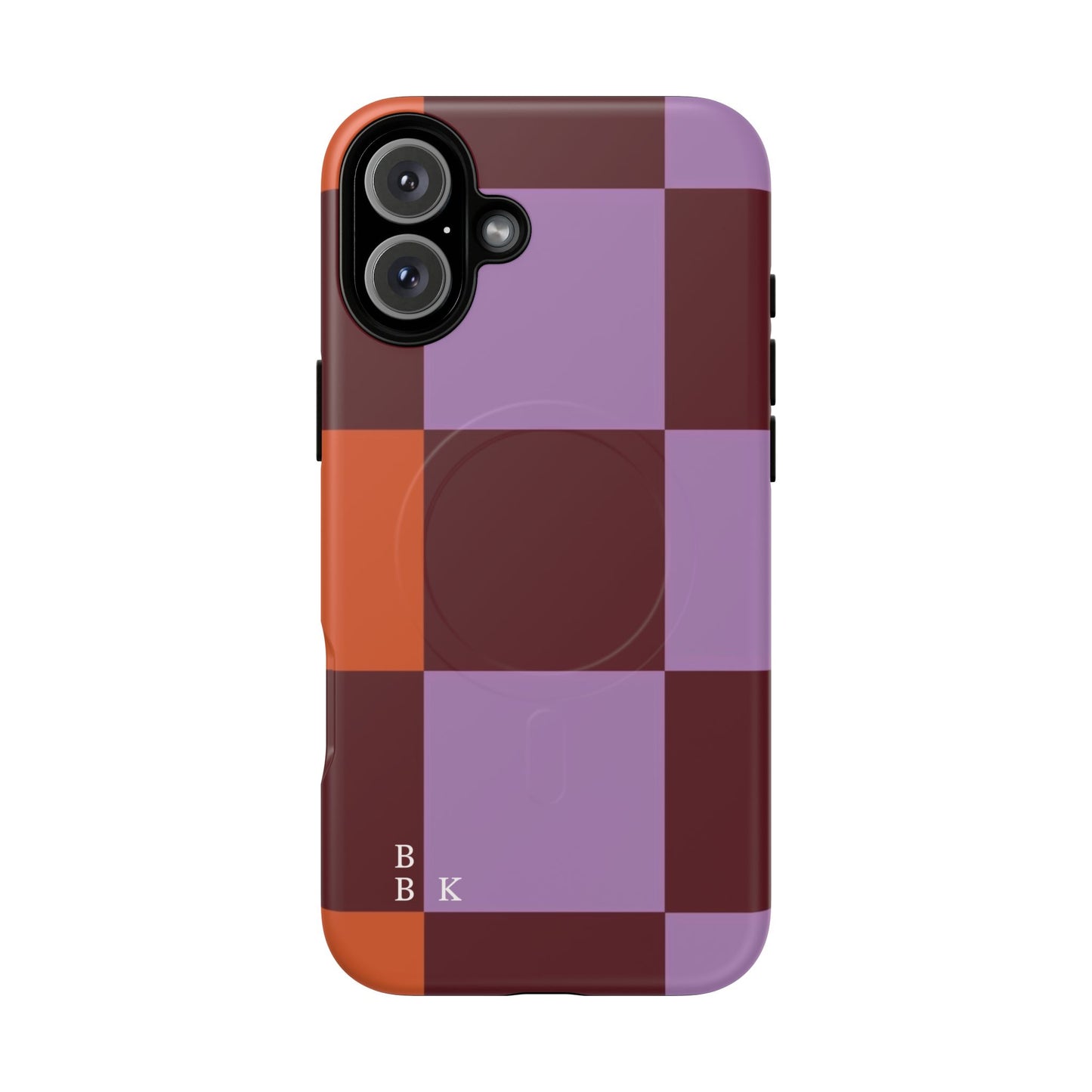 Retro Checker Magnetic Phone Case — Purple & Terracotta Geometric Protection