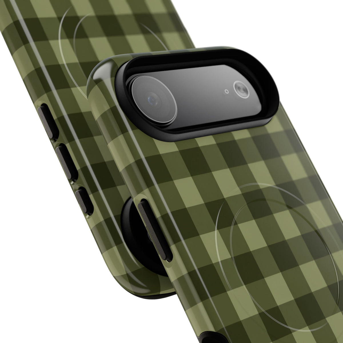 Green Buffalo Plaid Magnetic Phone Case — Tough Protective MagSafe-Compatible Case