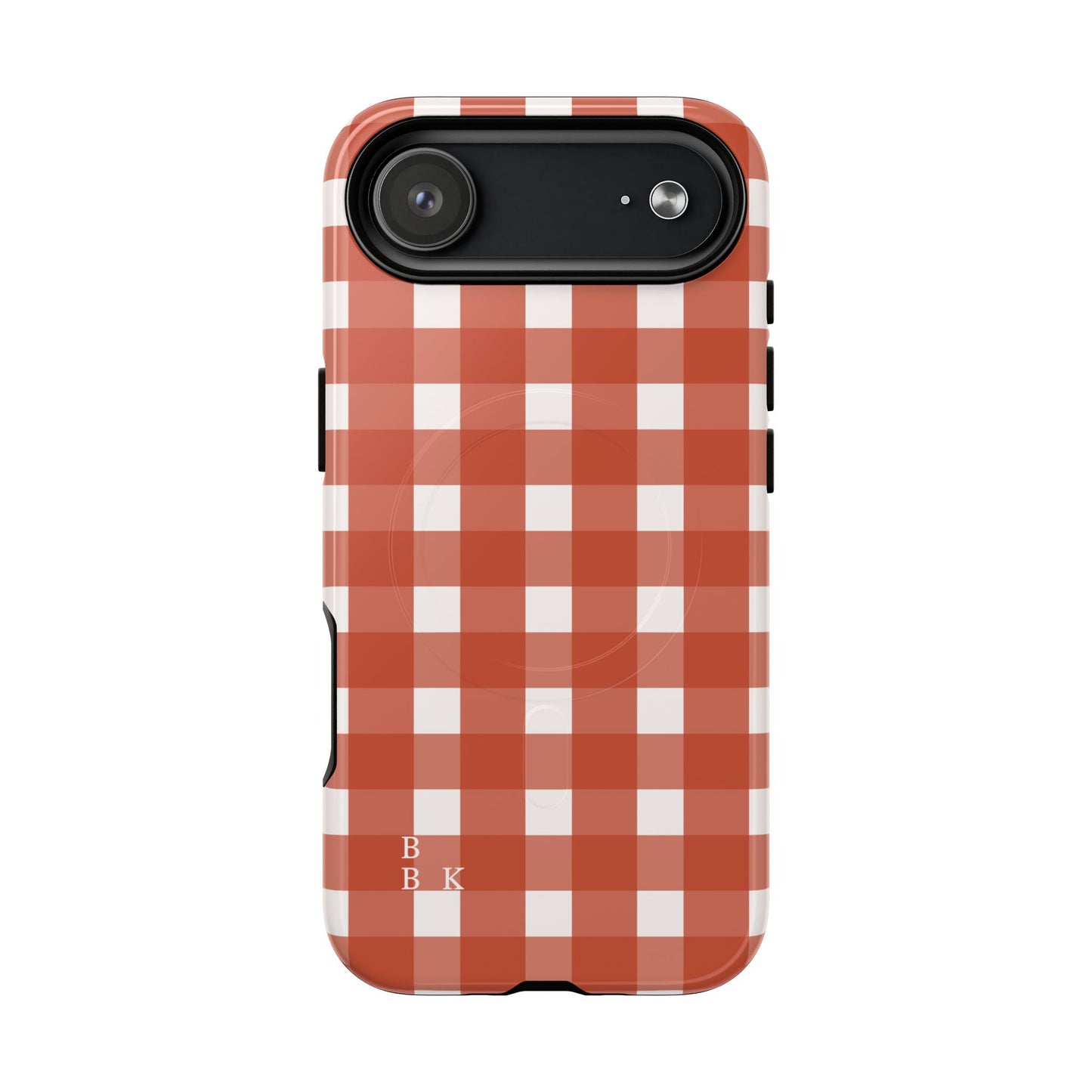 Burnt Orange Gingham Tough Magnetic Phone Case — Plaid Protective iPhone Cover