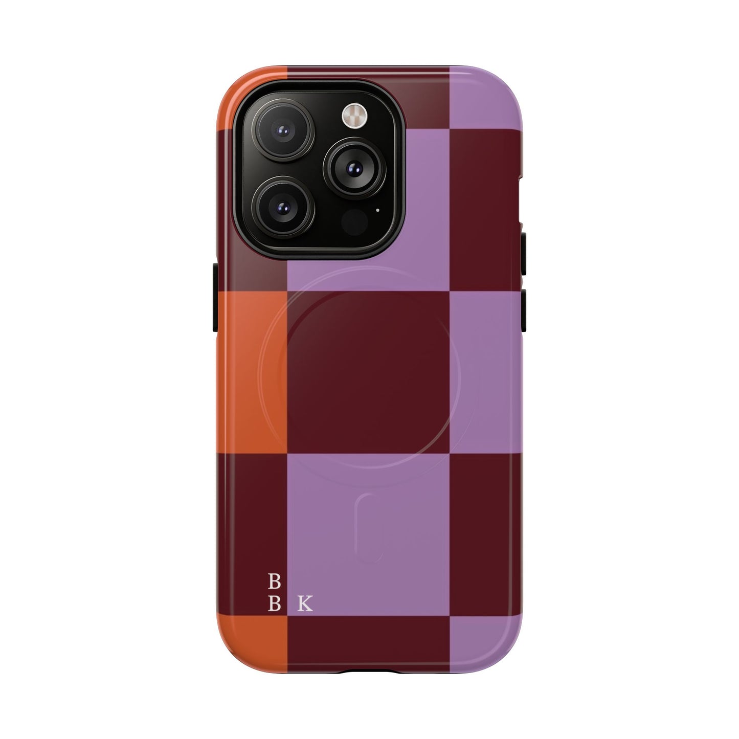 Retro Checker Magnetic Phone Case — Purple & Terracotta Geometric Protection