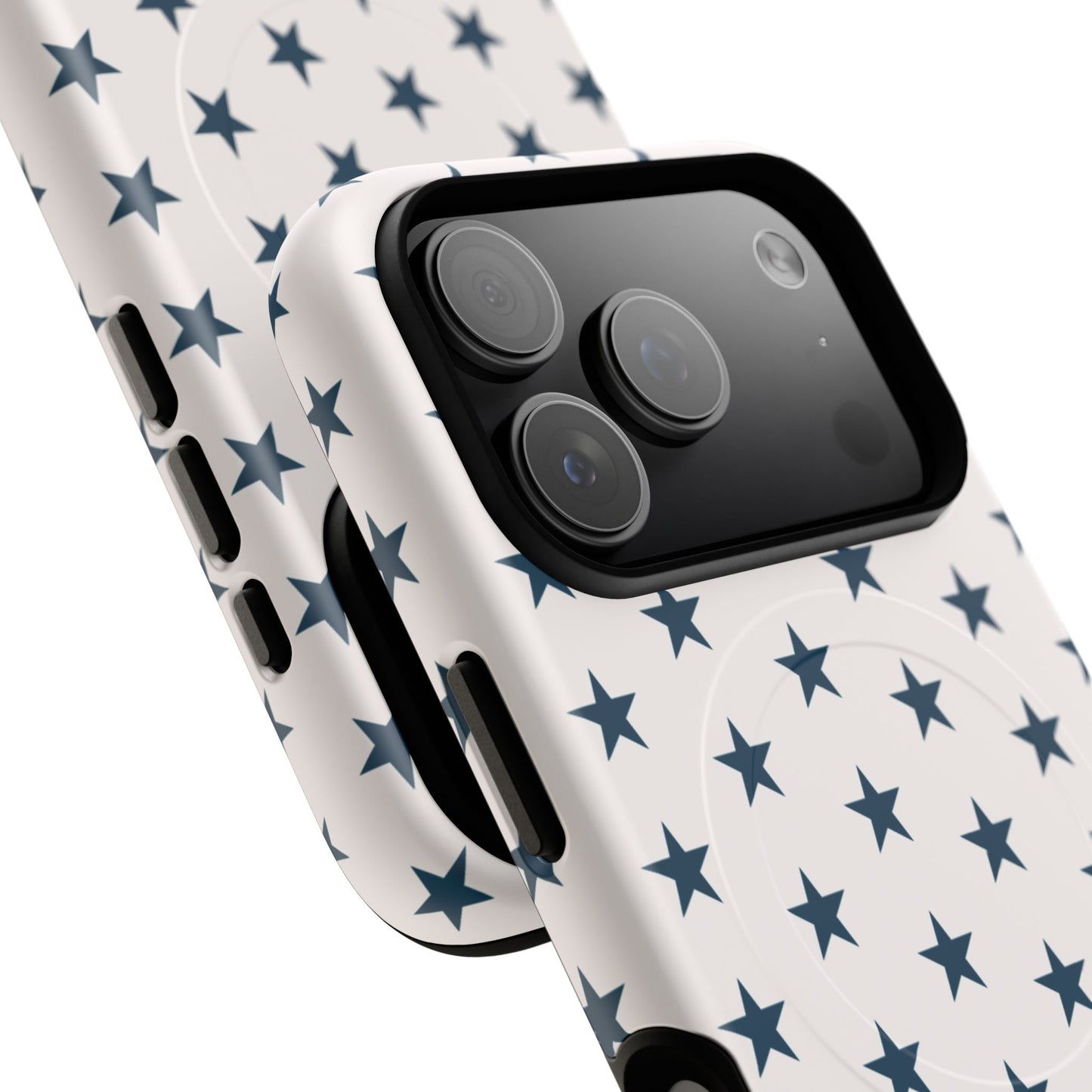 Star Pattern Tough Magnetic Phone Case — Navy Stars on White