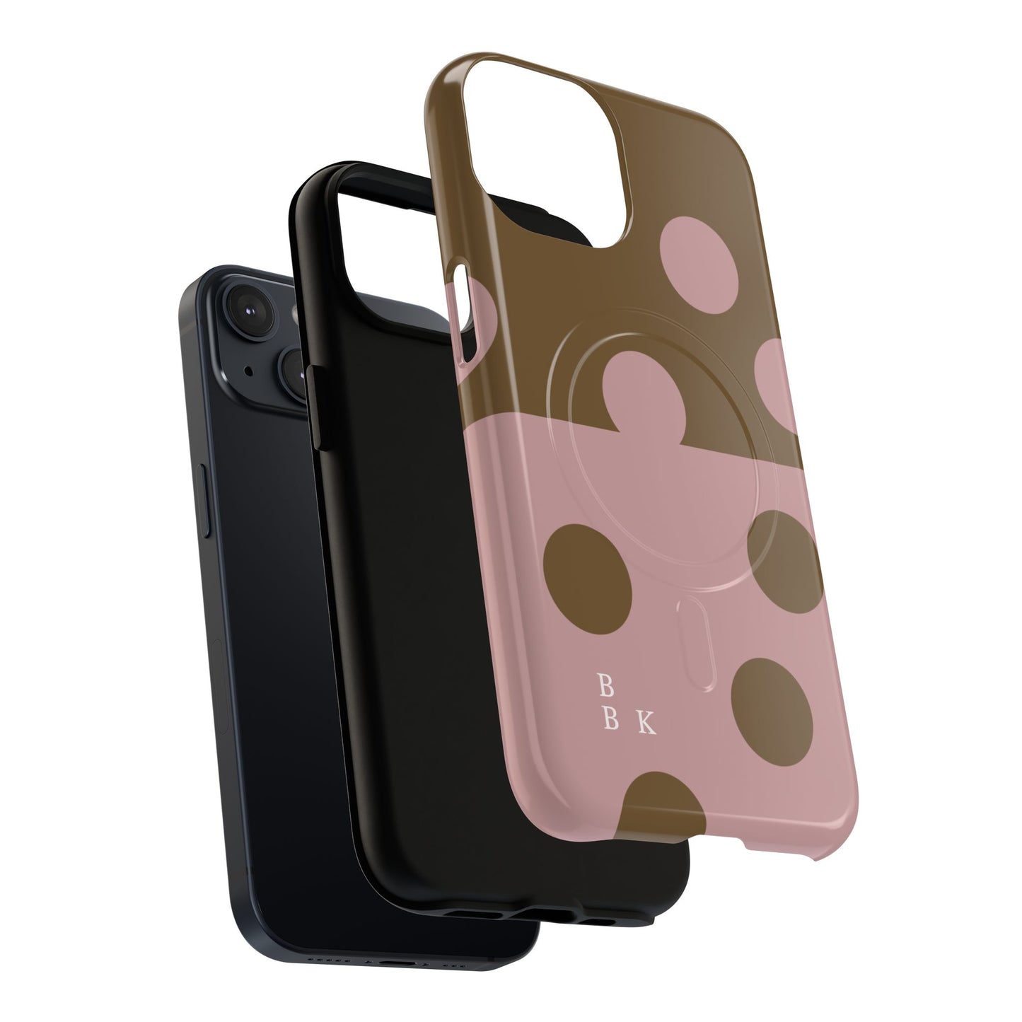 Pink + Yellow Polka Dot Magnetic Tough Case — Protective Magnetic Phone Case with 'BBK' Accent