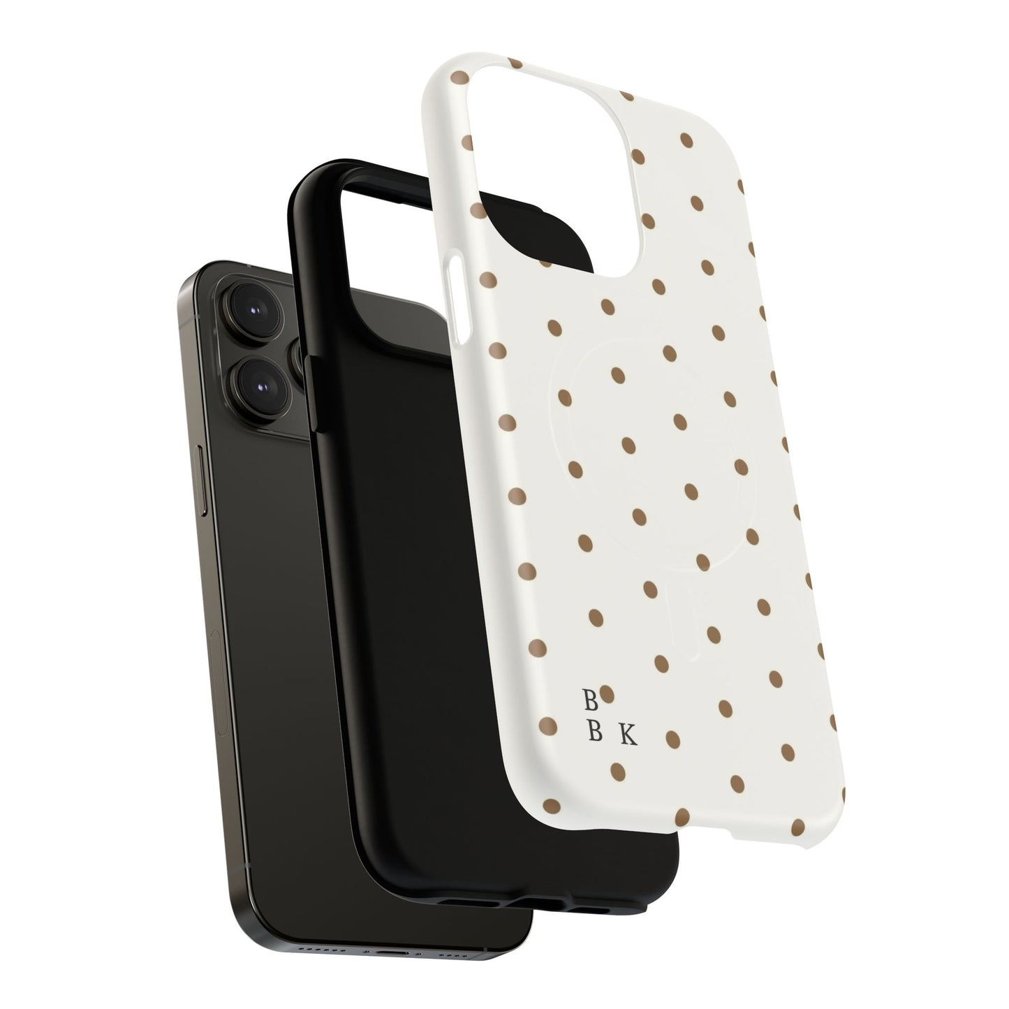 Polka Dot Tough Magnetic Phone Case — White with Gold Dots