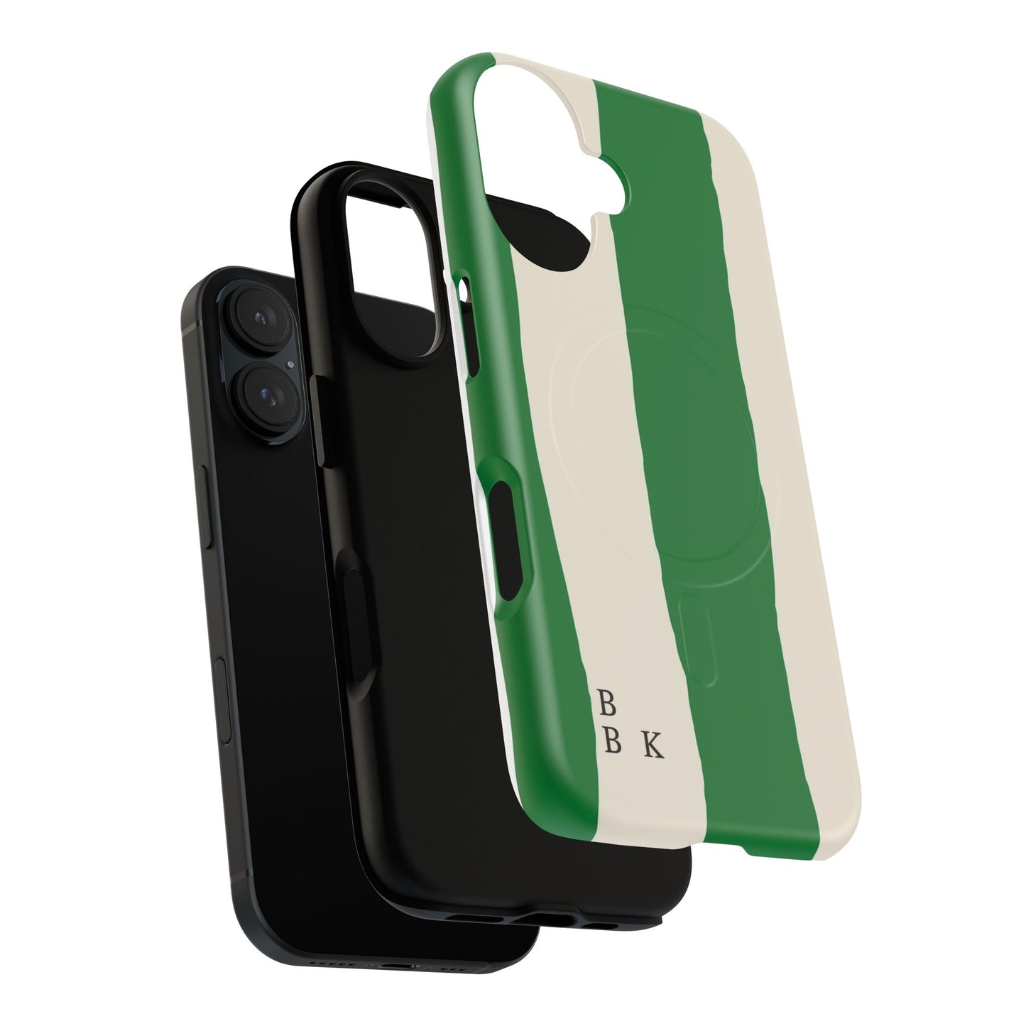 Green Stripe Tough Magnetic Phone Case — Custom Monogram BBK
