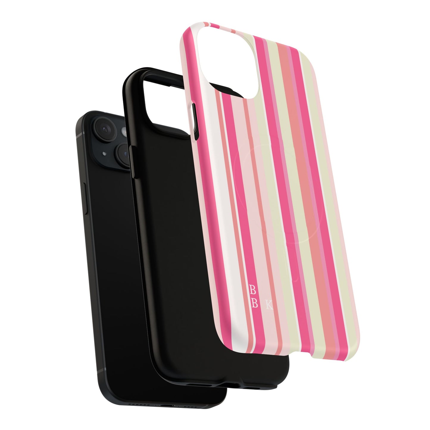 Magnetic Tough Case — Pink Striped Phone Cover (MagSafe Compatible)