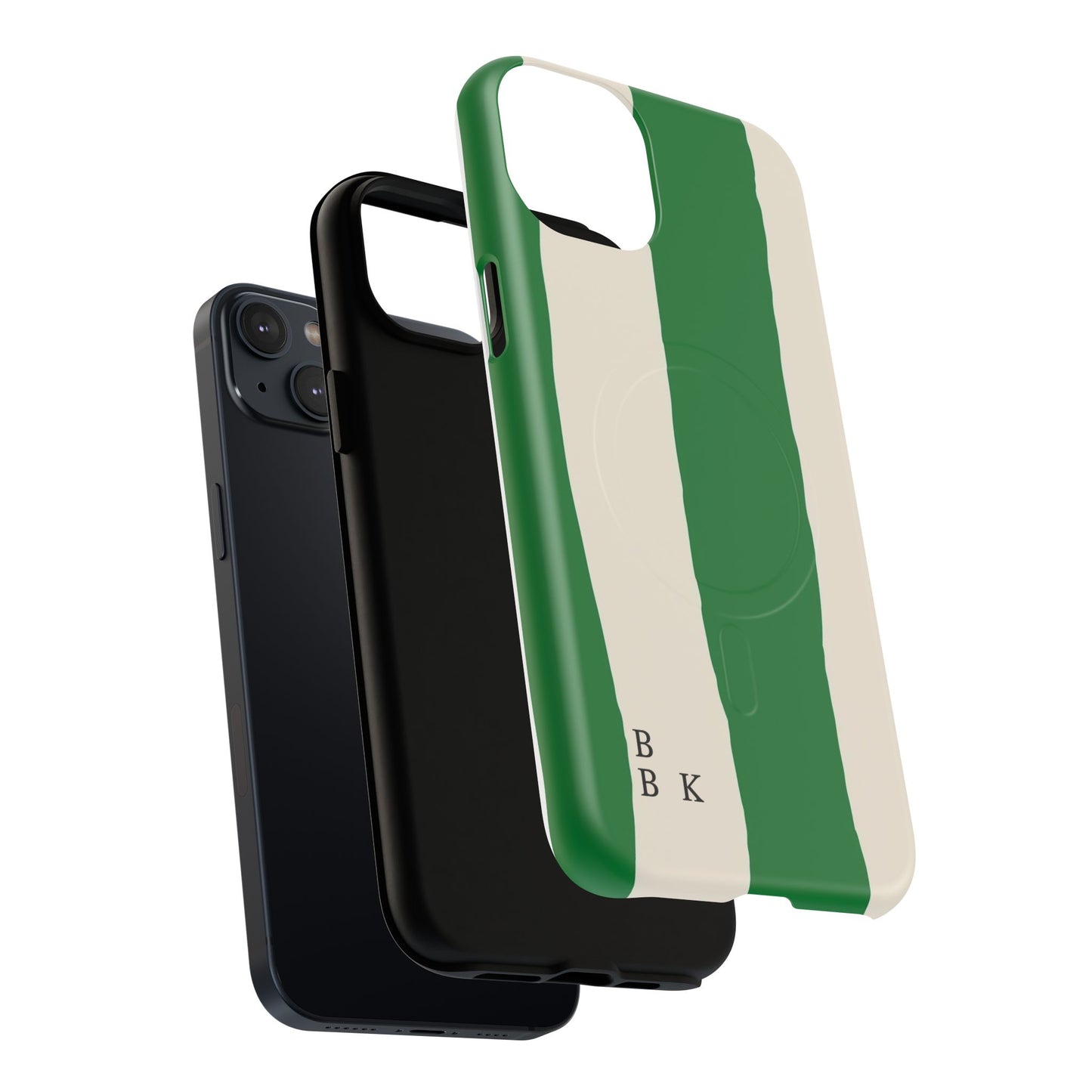 Green Stripe Tough Magnetic Phone Case — Custom Monogram BBK