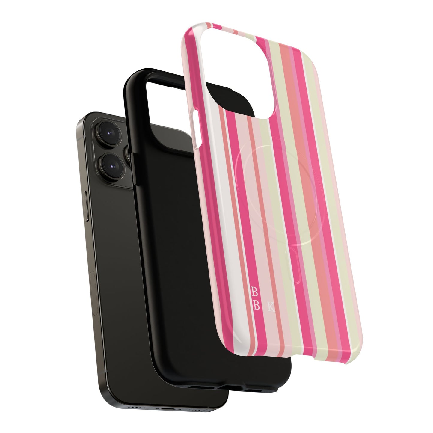 Magnetic Tough Case — Pink Striped Phone Cover (MagSafe Compatible)