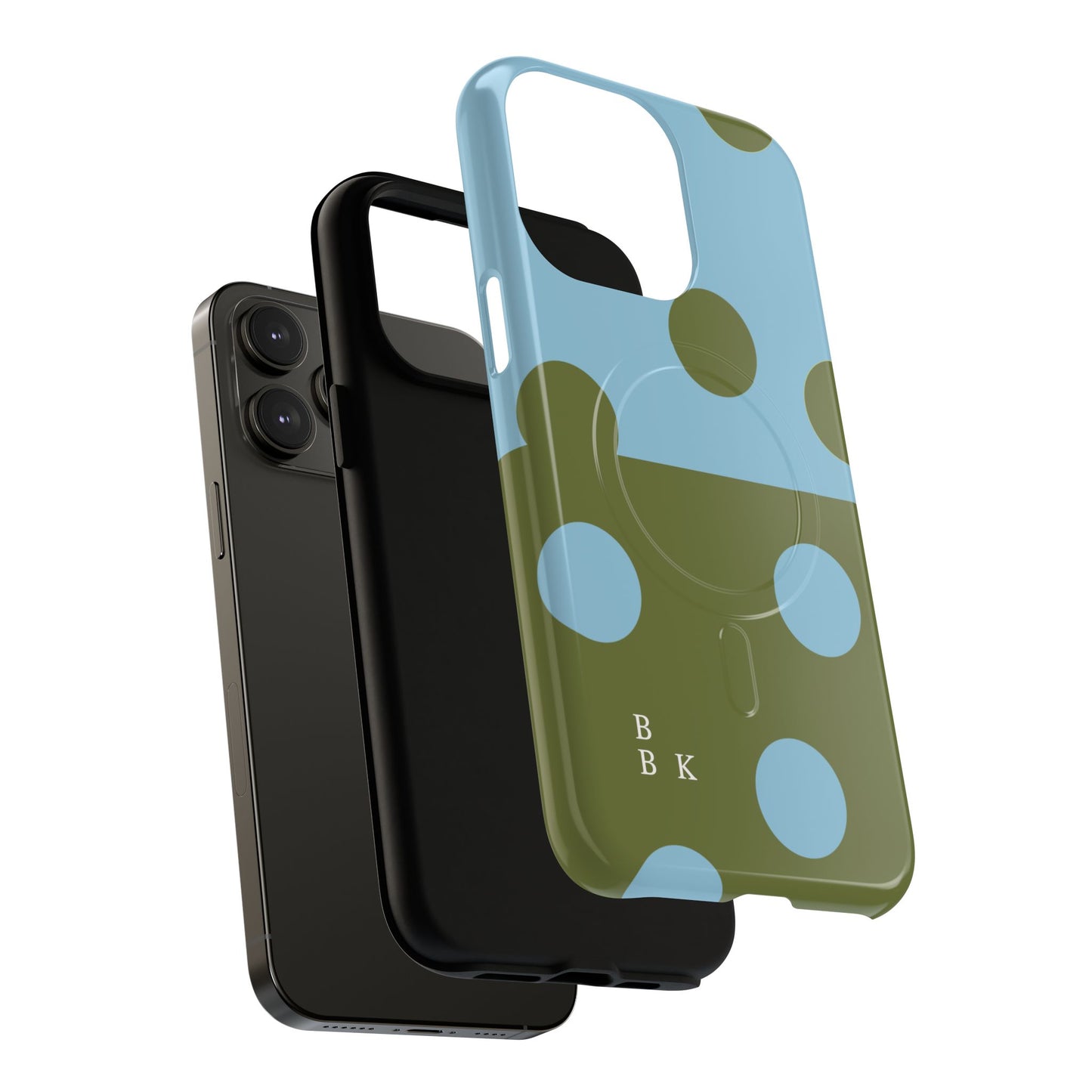 Polka Dot Magnetic Phone Case — Blue & Olive Protective Snap-On Cover