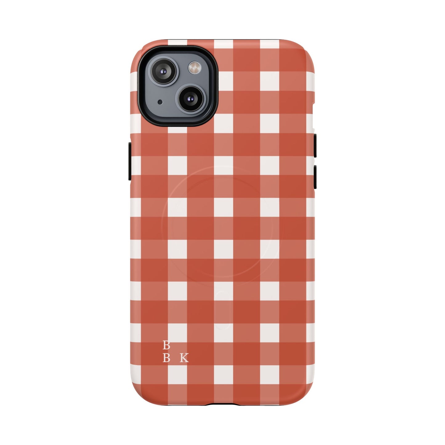 Burnt Orange Gingham Tough Magnetic Phone Case — Plaid Protective iPhone Cover