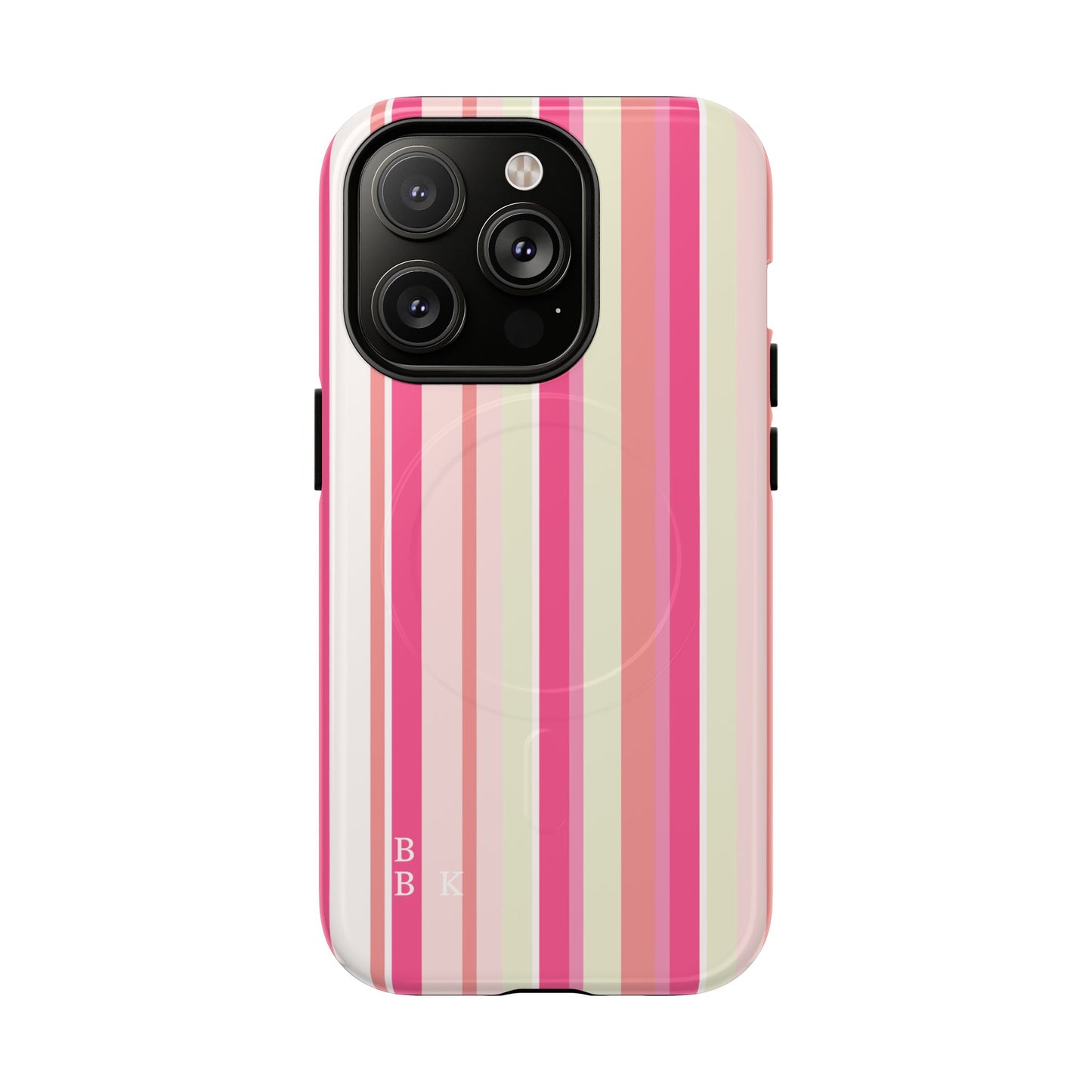 Magnetic Tough Case — Pink Striped Phone Cover (MagSafe Compatible)