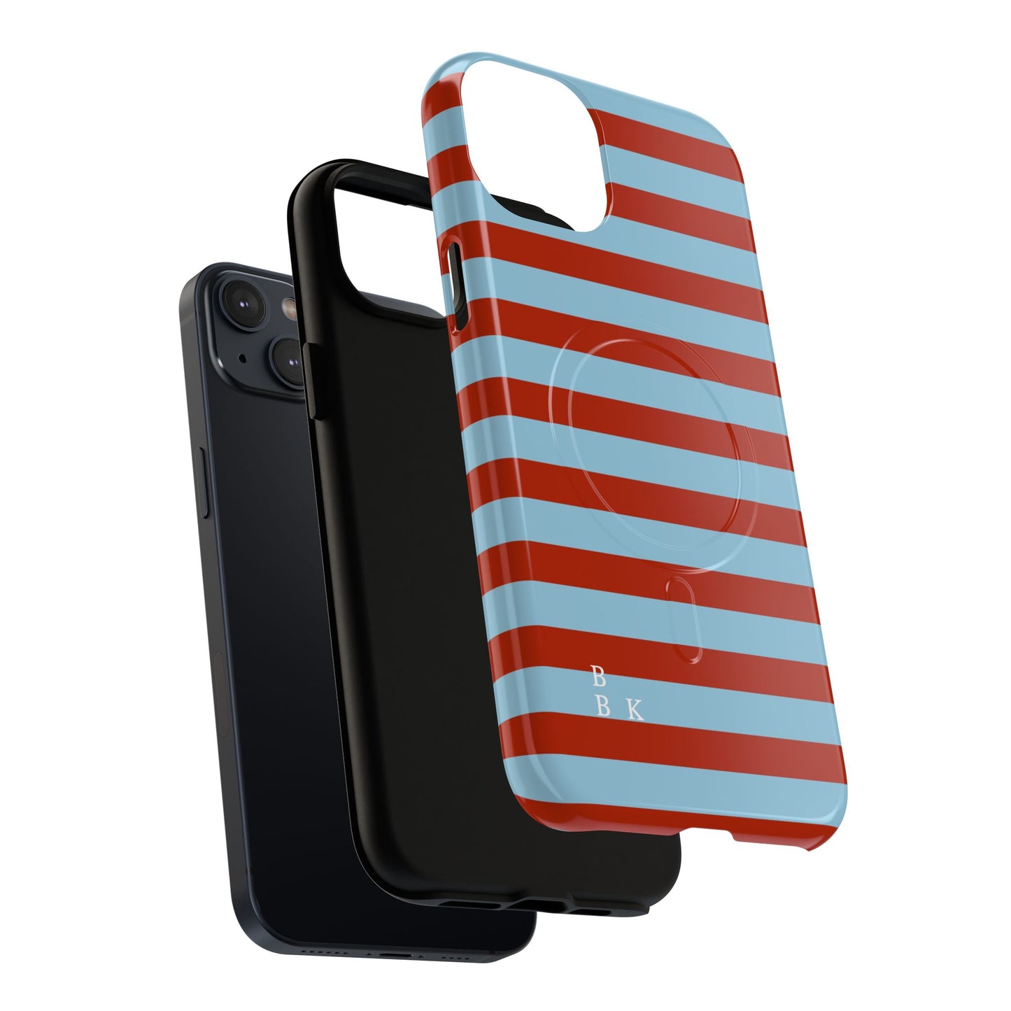 Striped Tough Magnetic Phone Case — Retro Red & Sky Blue