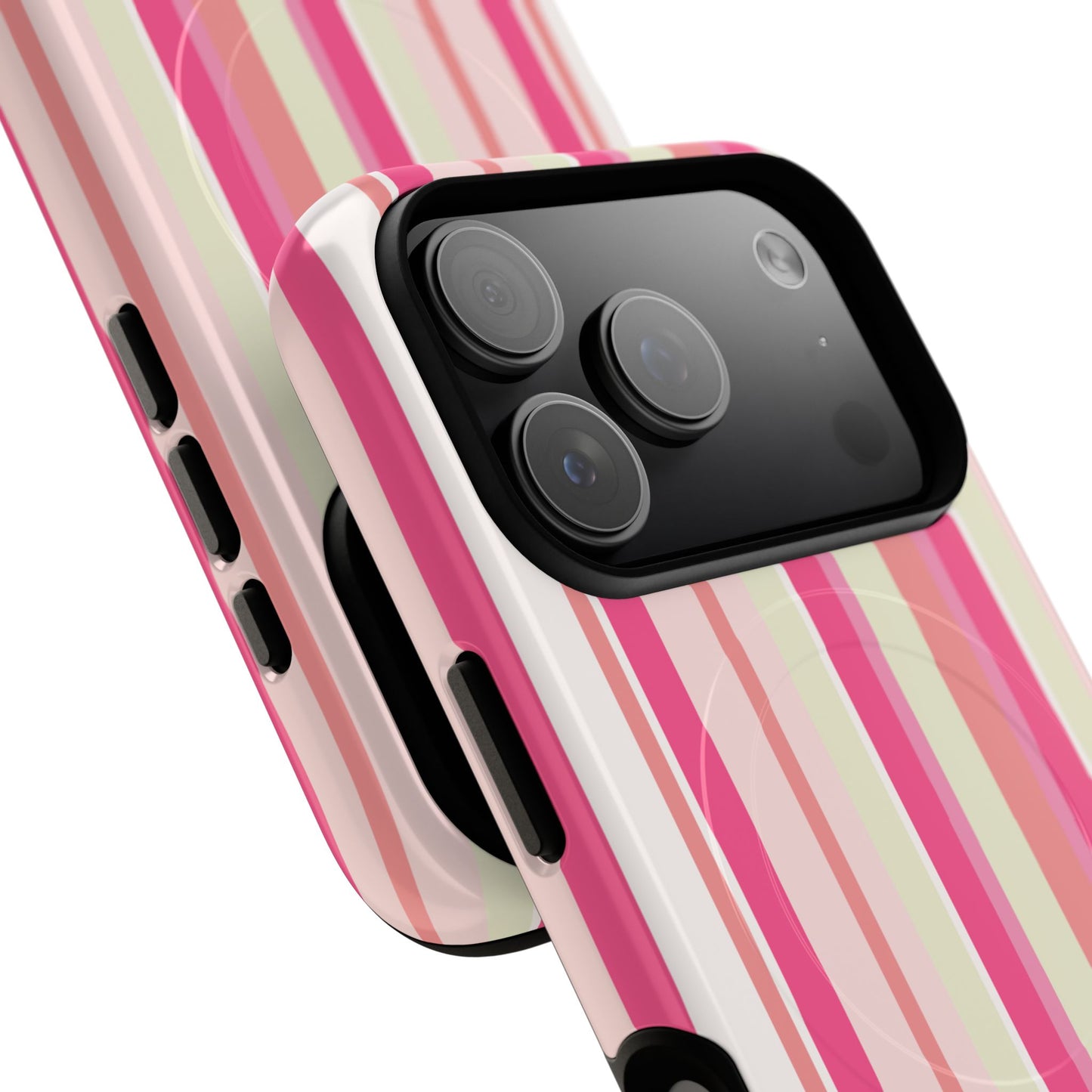 Magnetic Tough Case — Pink Striped Phone Cover (MagSafe Compatible)