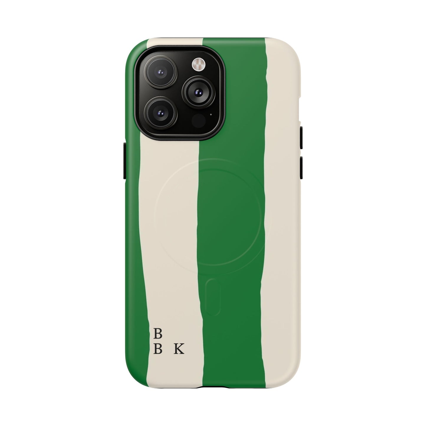 Green Stripe Tough Magnetic Phone Case — Custom Monogram BBK